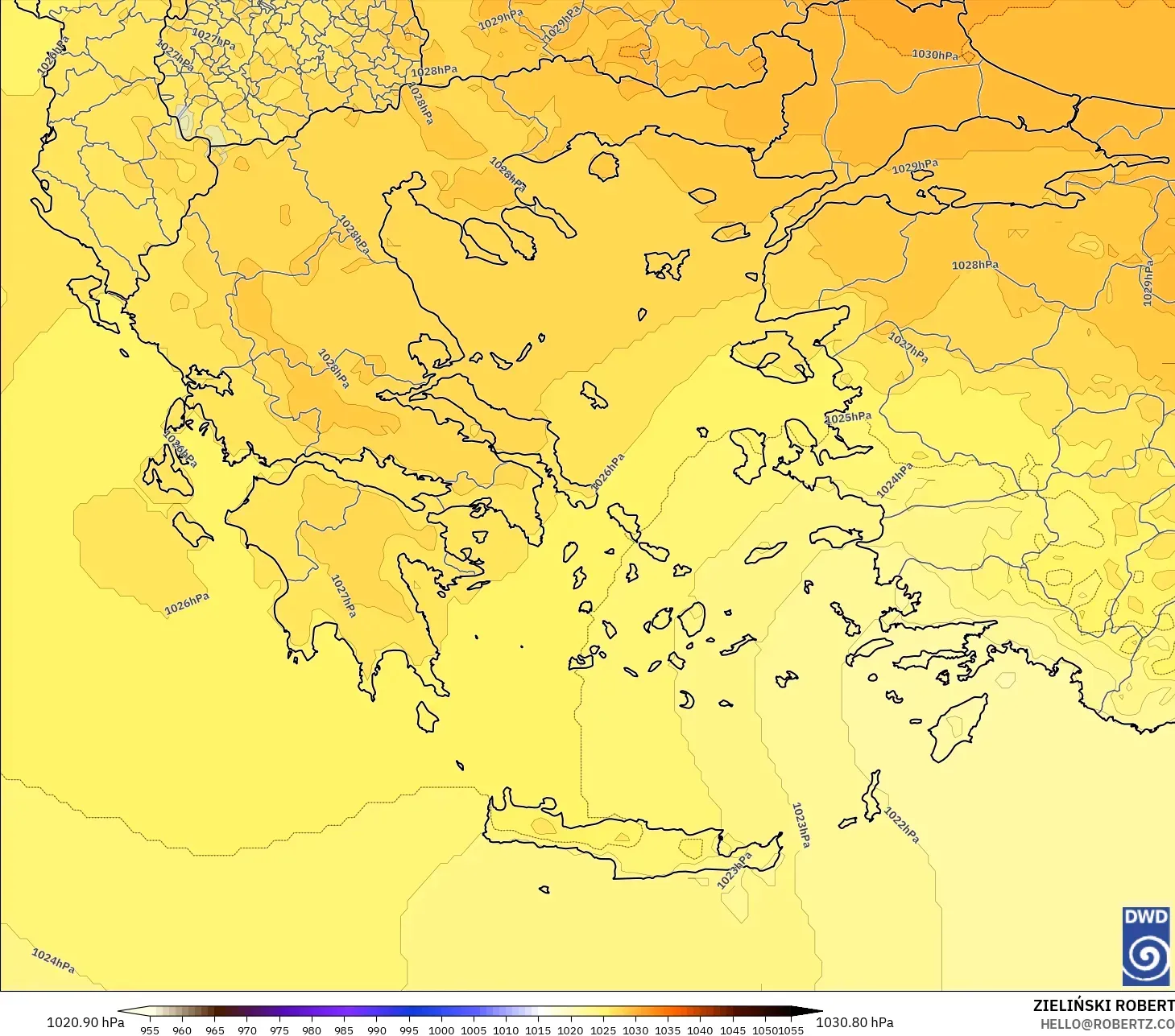 ICON model - Greece, Pressure