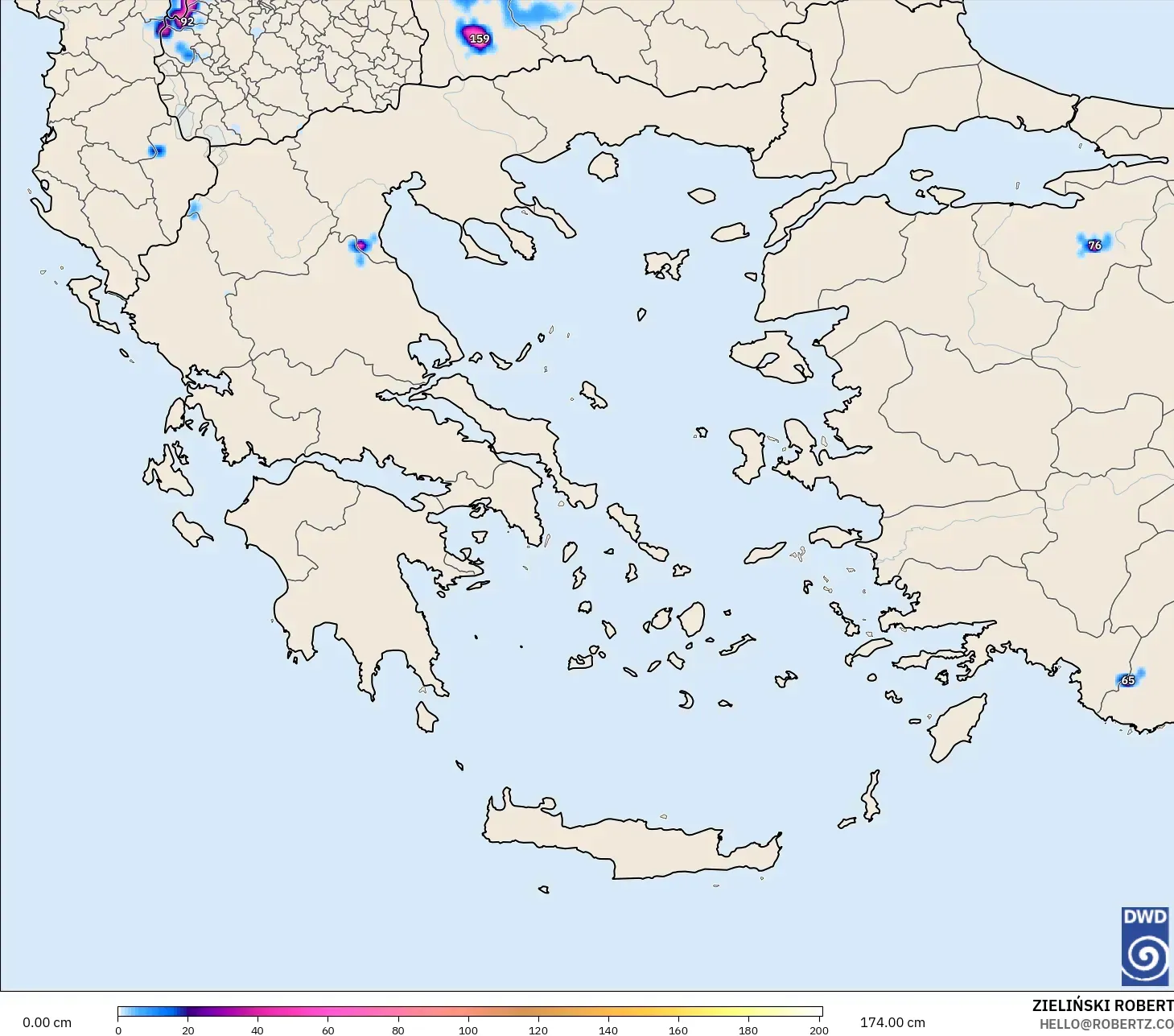 ICON model - Greece, Snow Depth