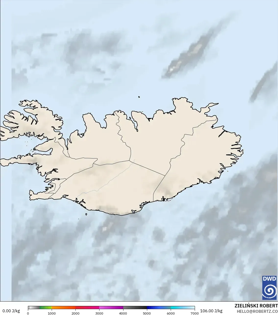 ICON model - Iceland, CAPE