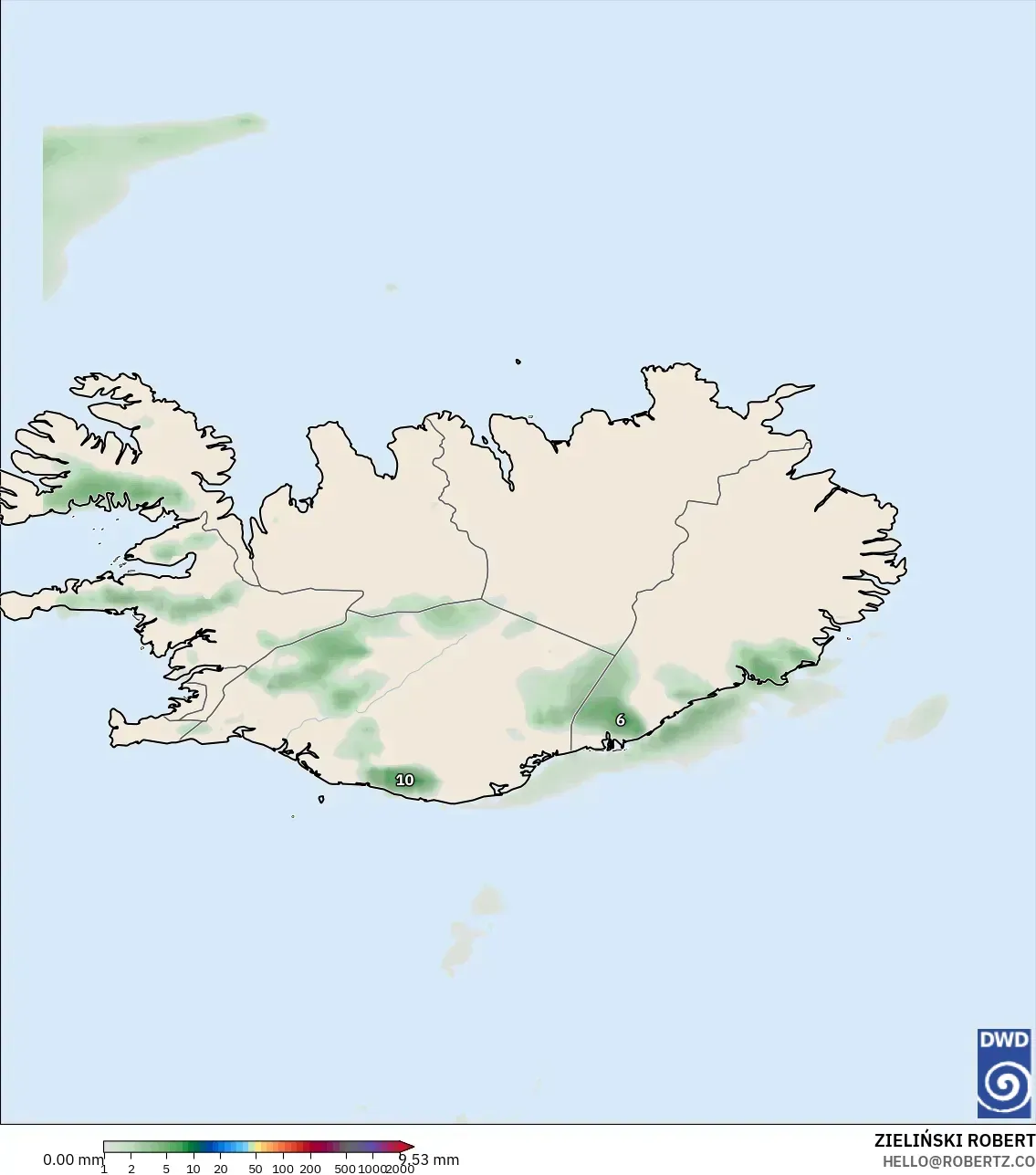 ICON model - Iceland, Precipitation Accumulation