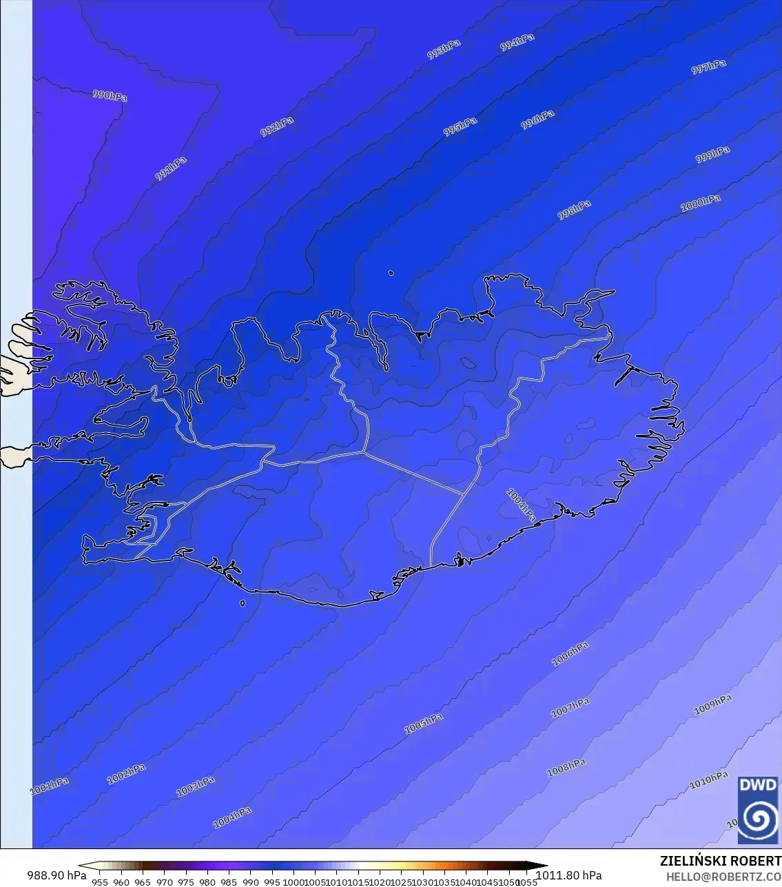 ICON model - Iceland, Pressure