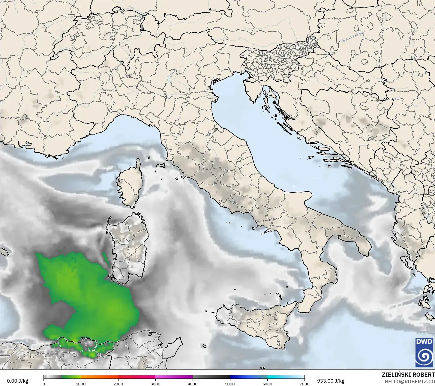 ICON model - Italy, CAPE