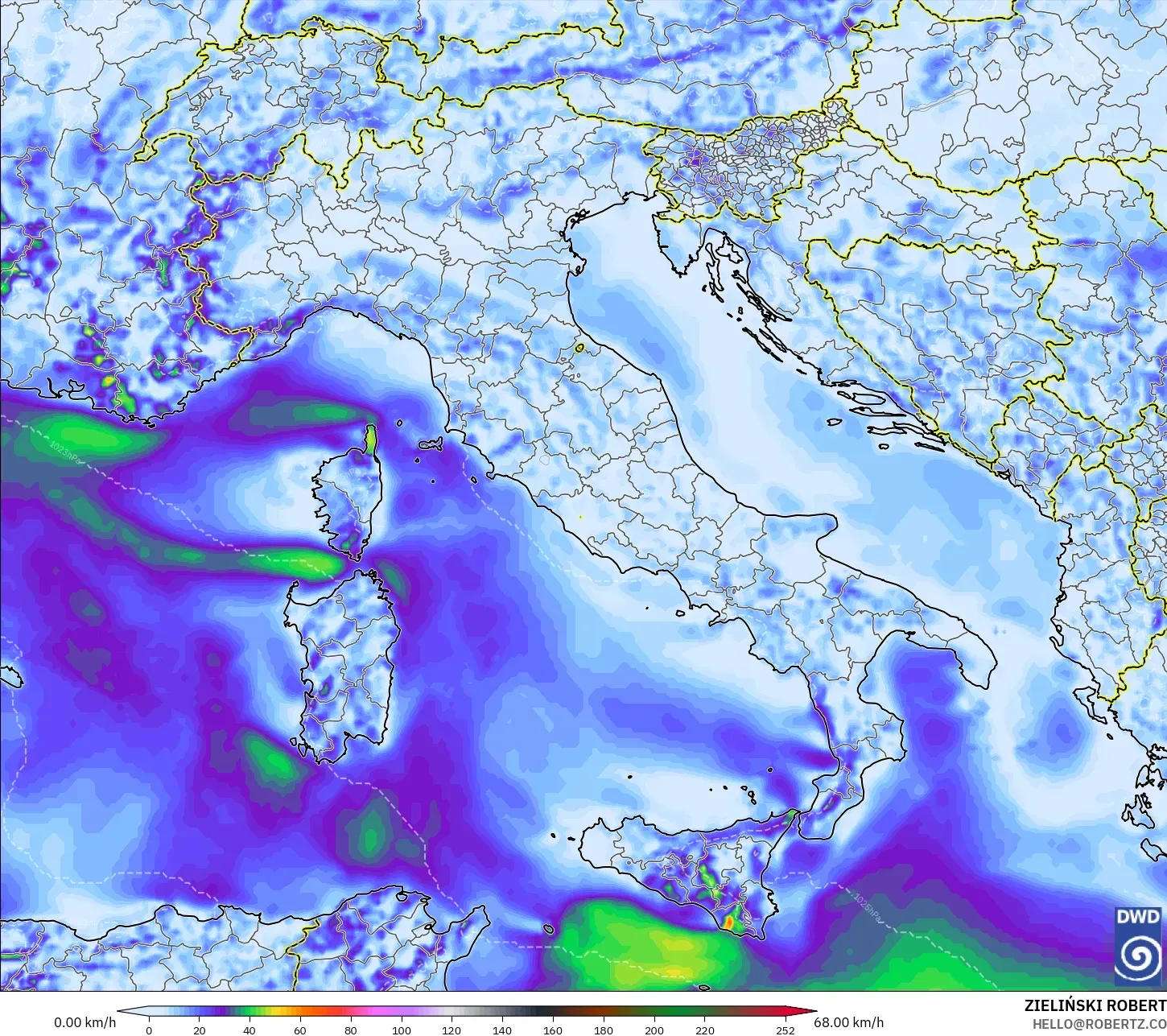 ICON model - Italy, Wind Gusts