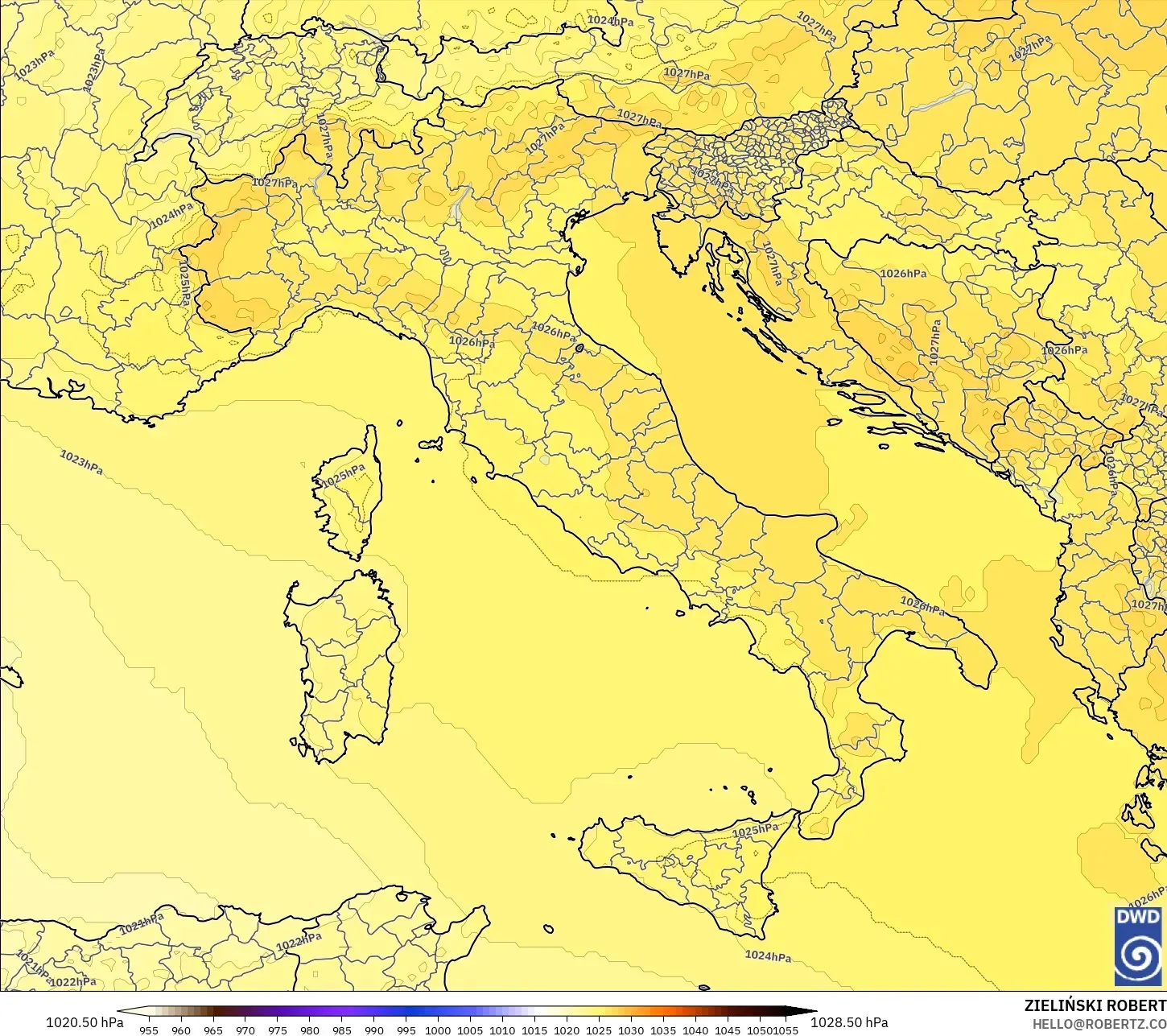 ICON model - Italy, Pressure