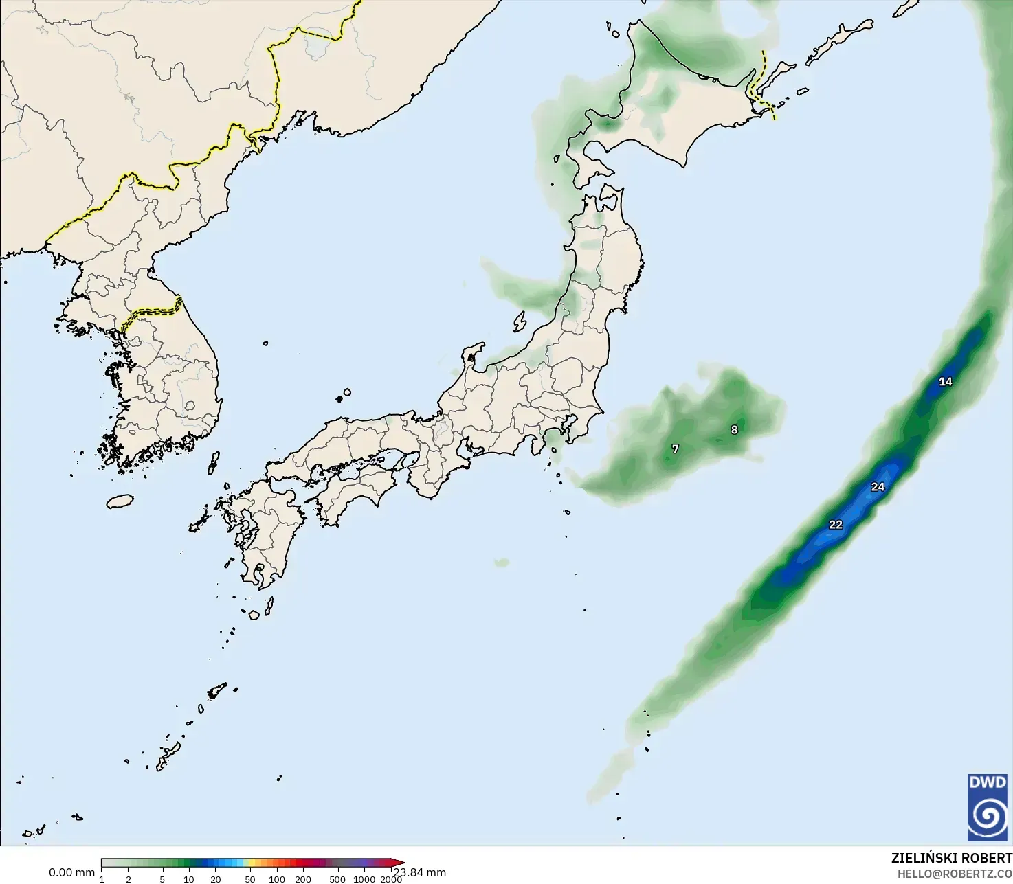 ICON model - Japan, Precipitation Accumulation