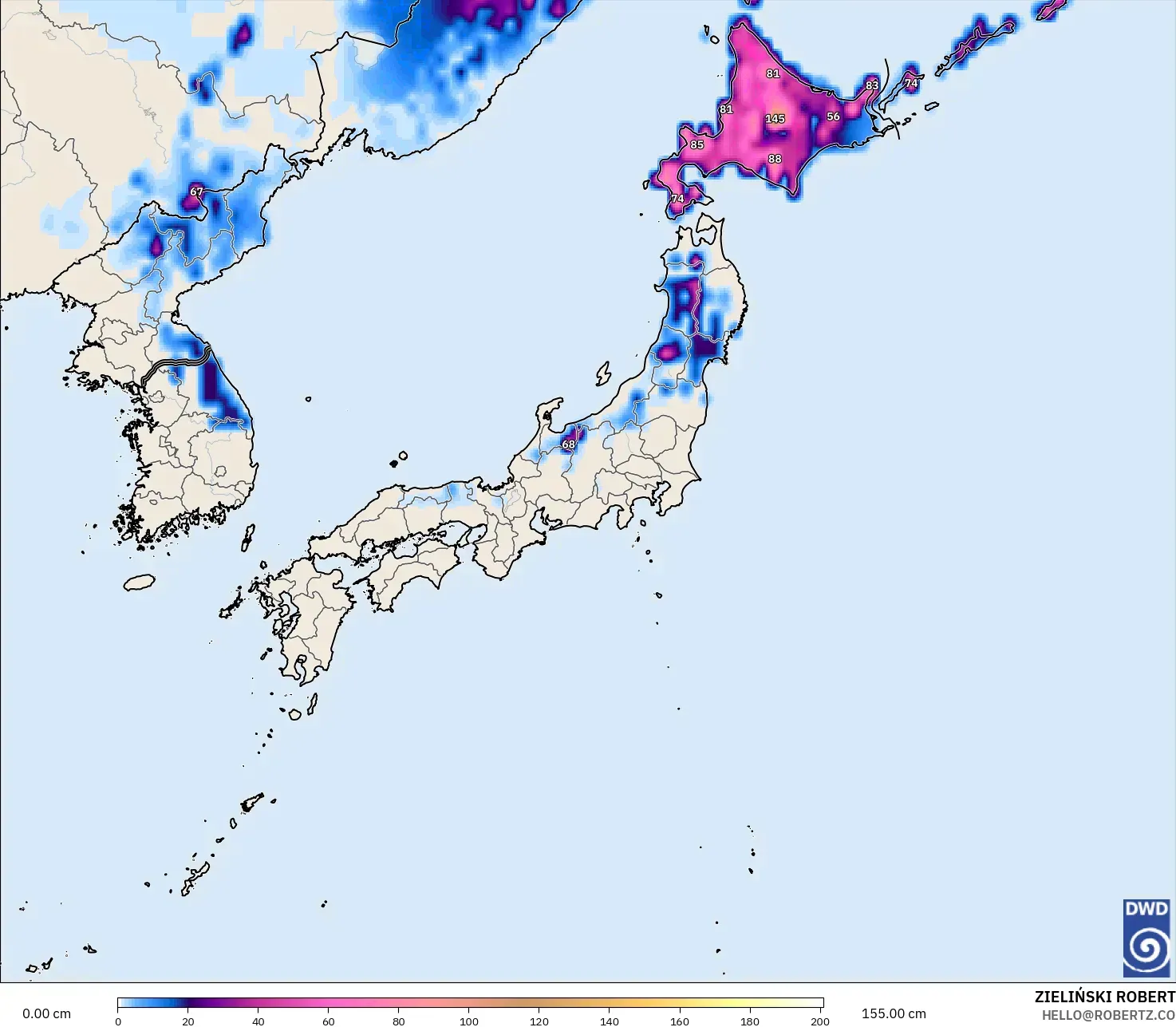 ICON model - Japan, Snow Depth