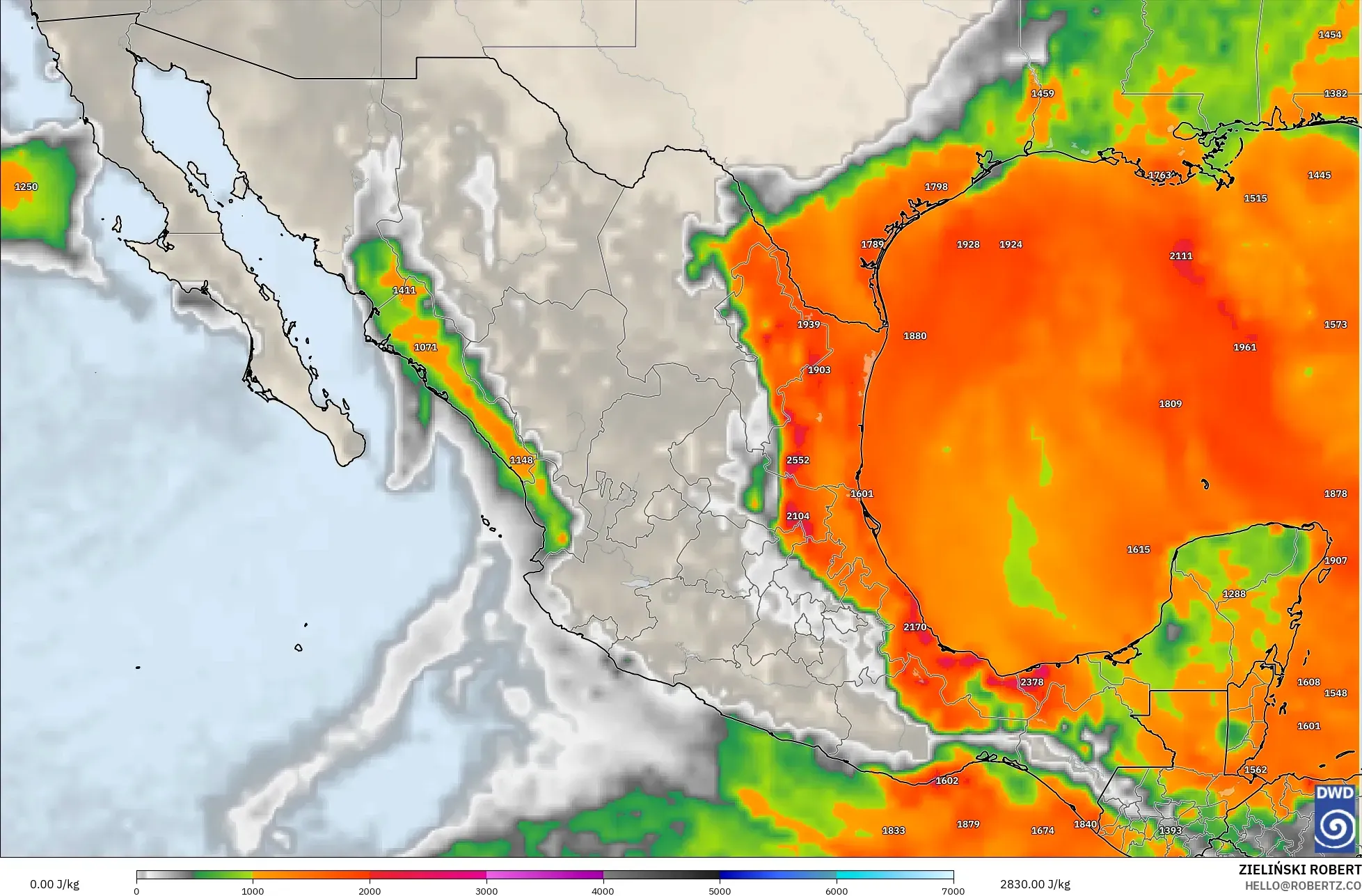 ICON model - Mexico, CAPE