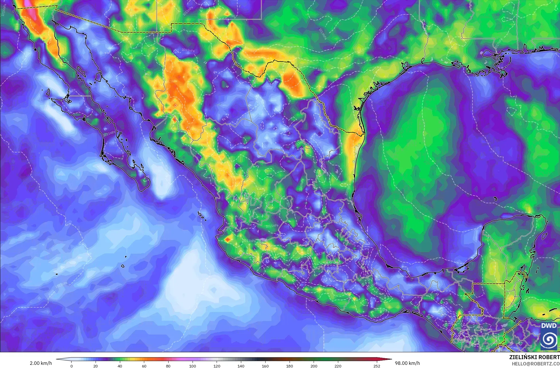 ICON model - Mexico, Wind Gusts