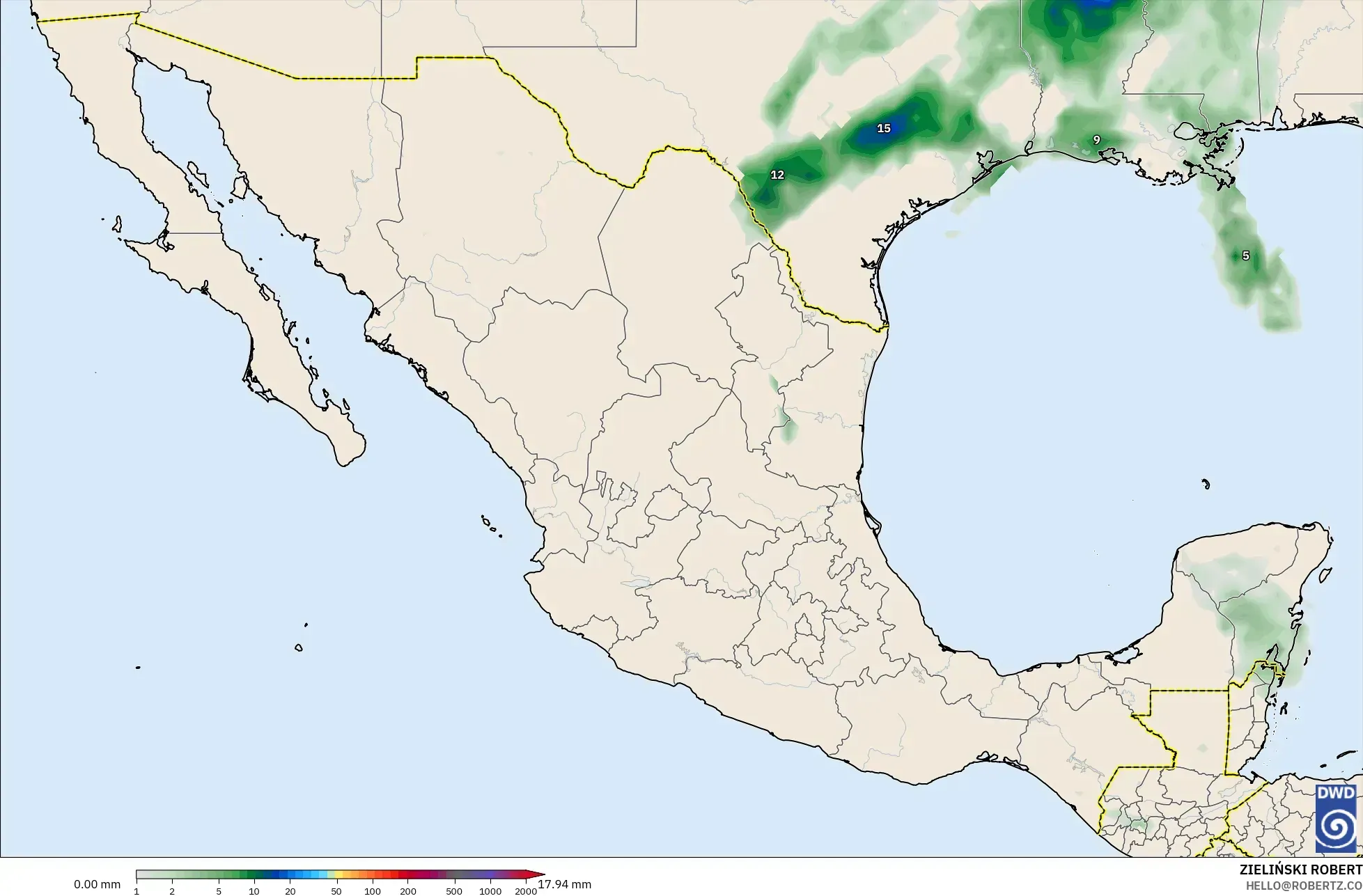 ICON model - Mexico, Precipitation Accumulation