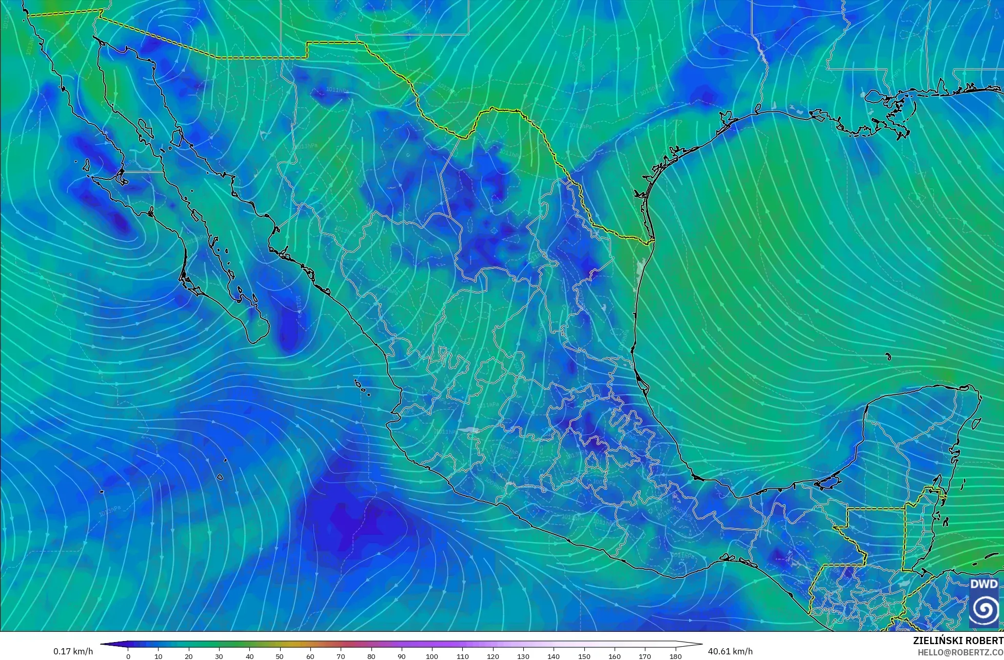 ICON model - Mexico, Wind at 10m