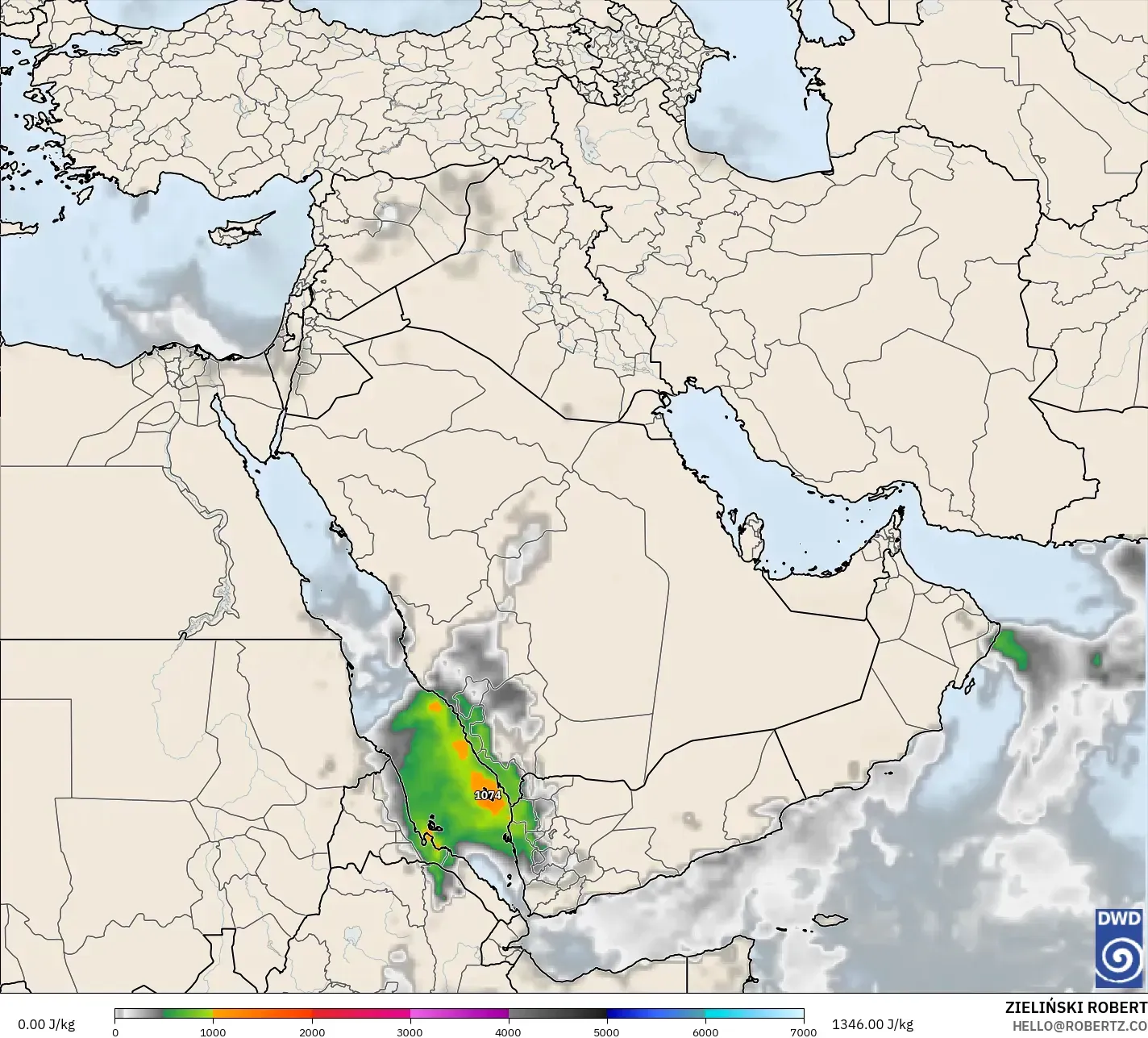 ICON model - Middle East, CAPE