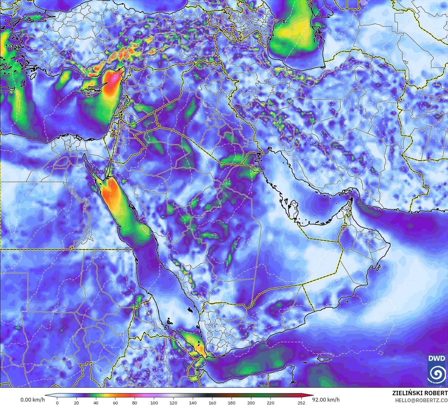 ICON model - Middle East, Wind Gusts