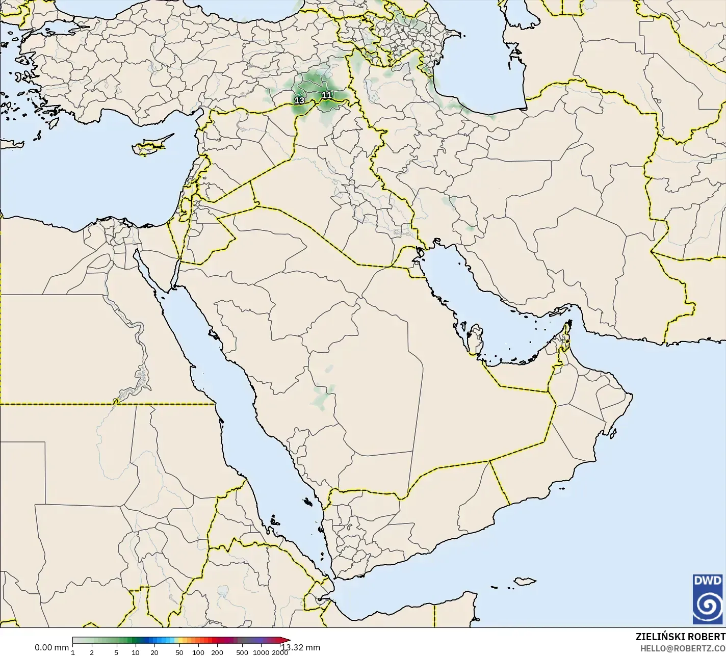 ICON model - Middle East, Precipitation Accumulation