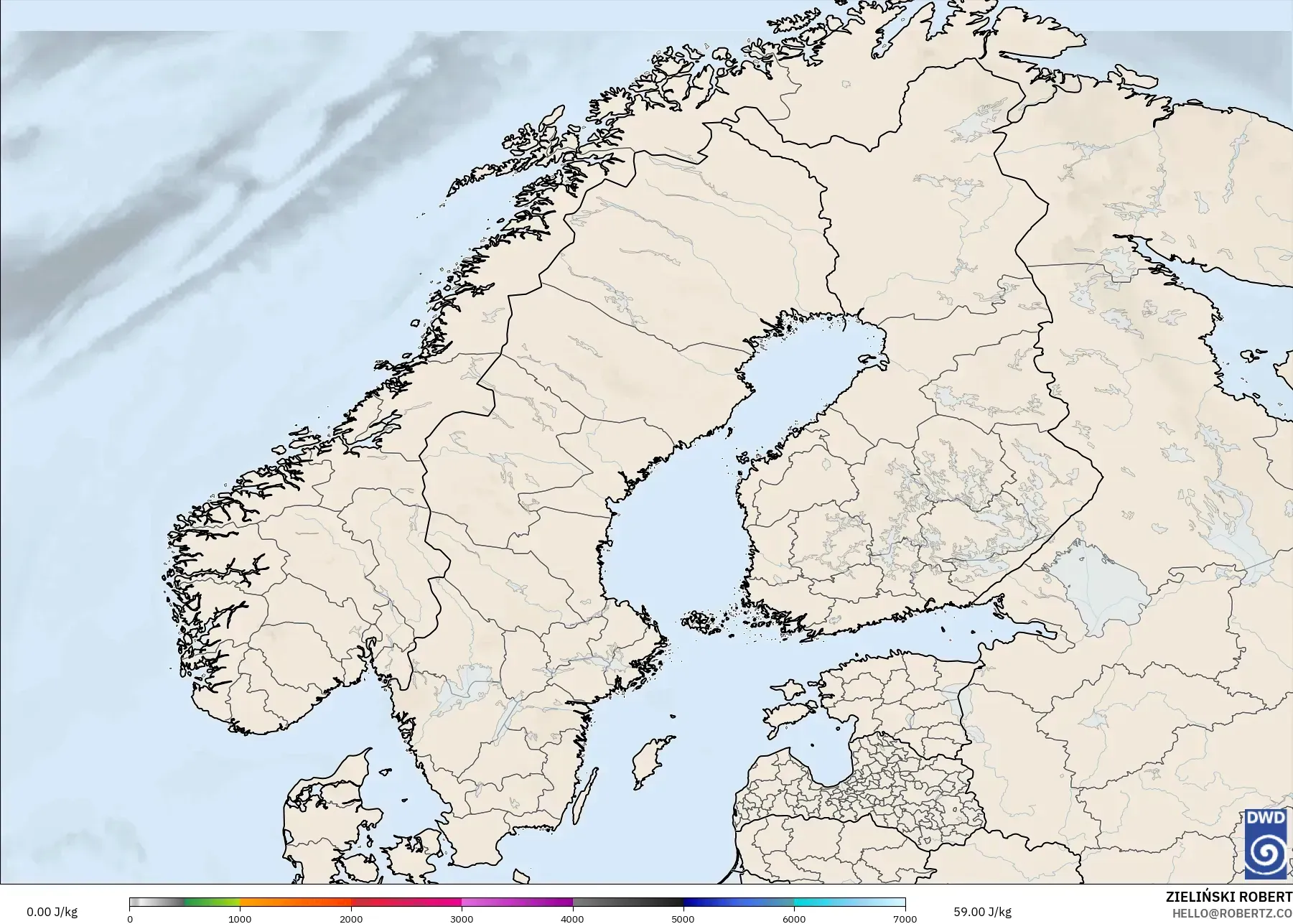 ICON model - Scandinavia, CAPE