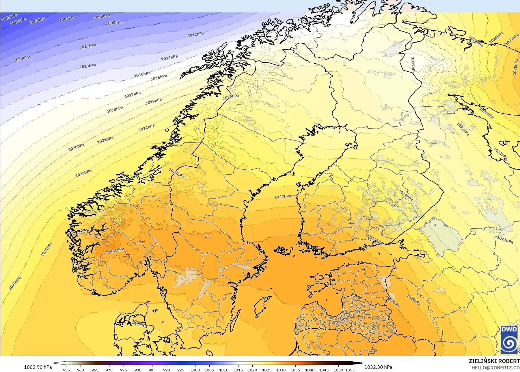 ICON model - Scandinavia, Pressure