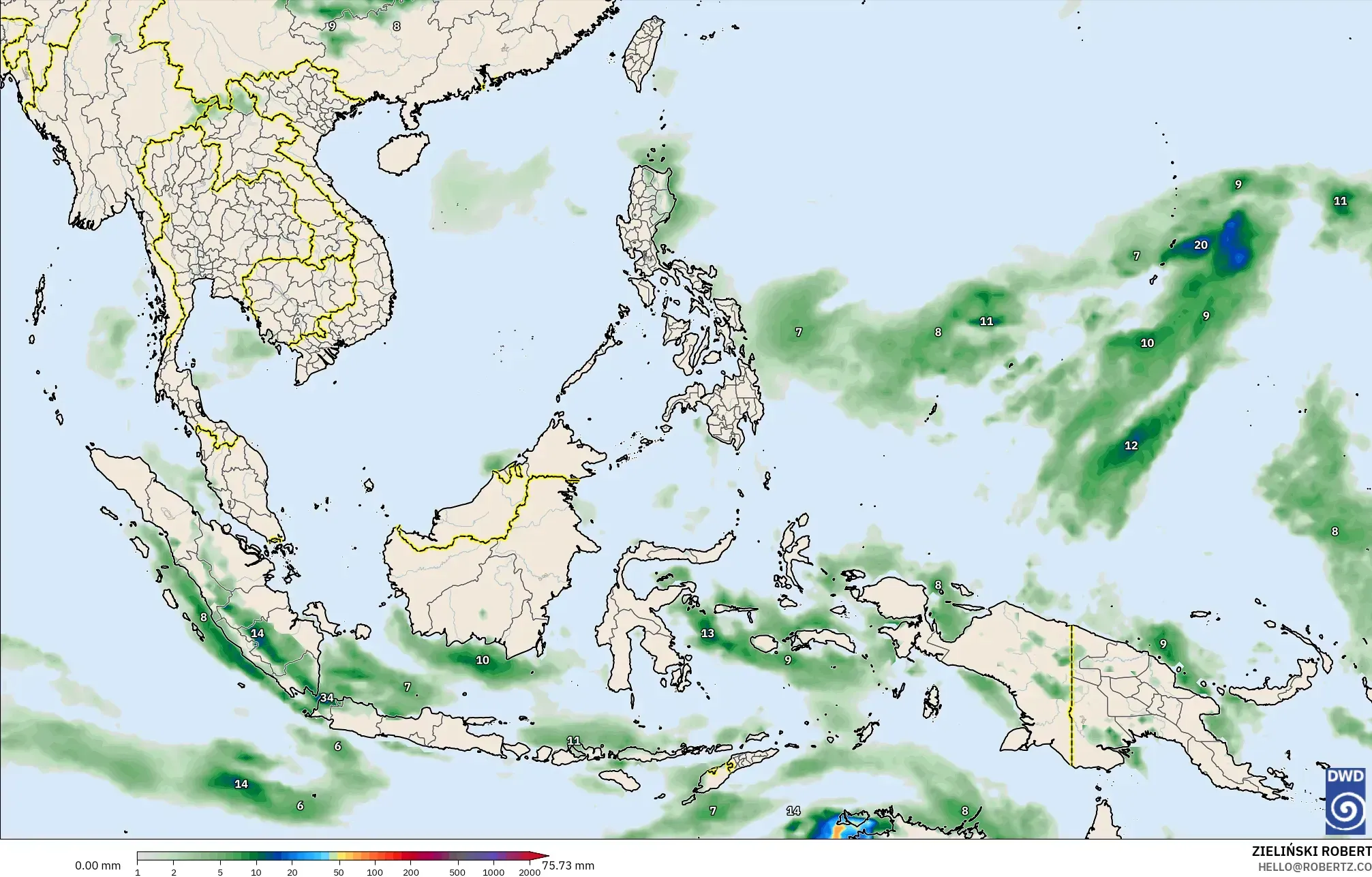 ICON model - South East Asia, Precipitation Accumulation