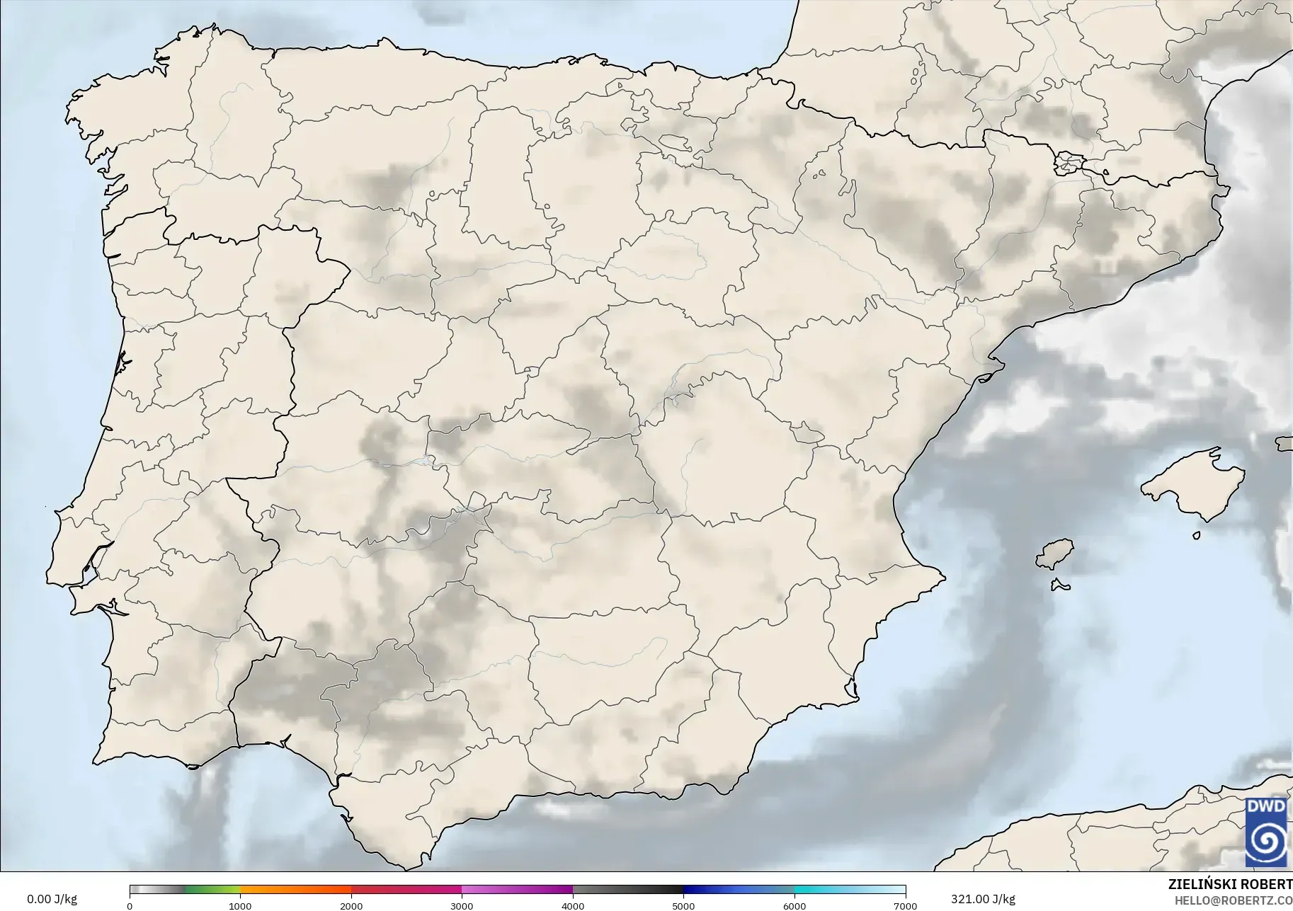 ICON model - Spain, CAPE