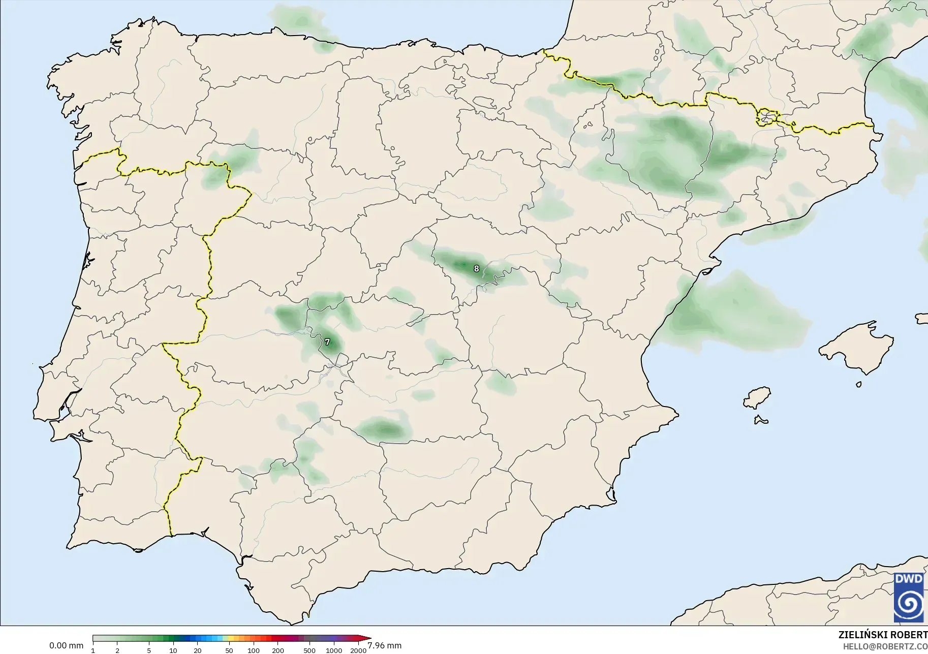 ICON model - Spain, Precipitation Accumulation