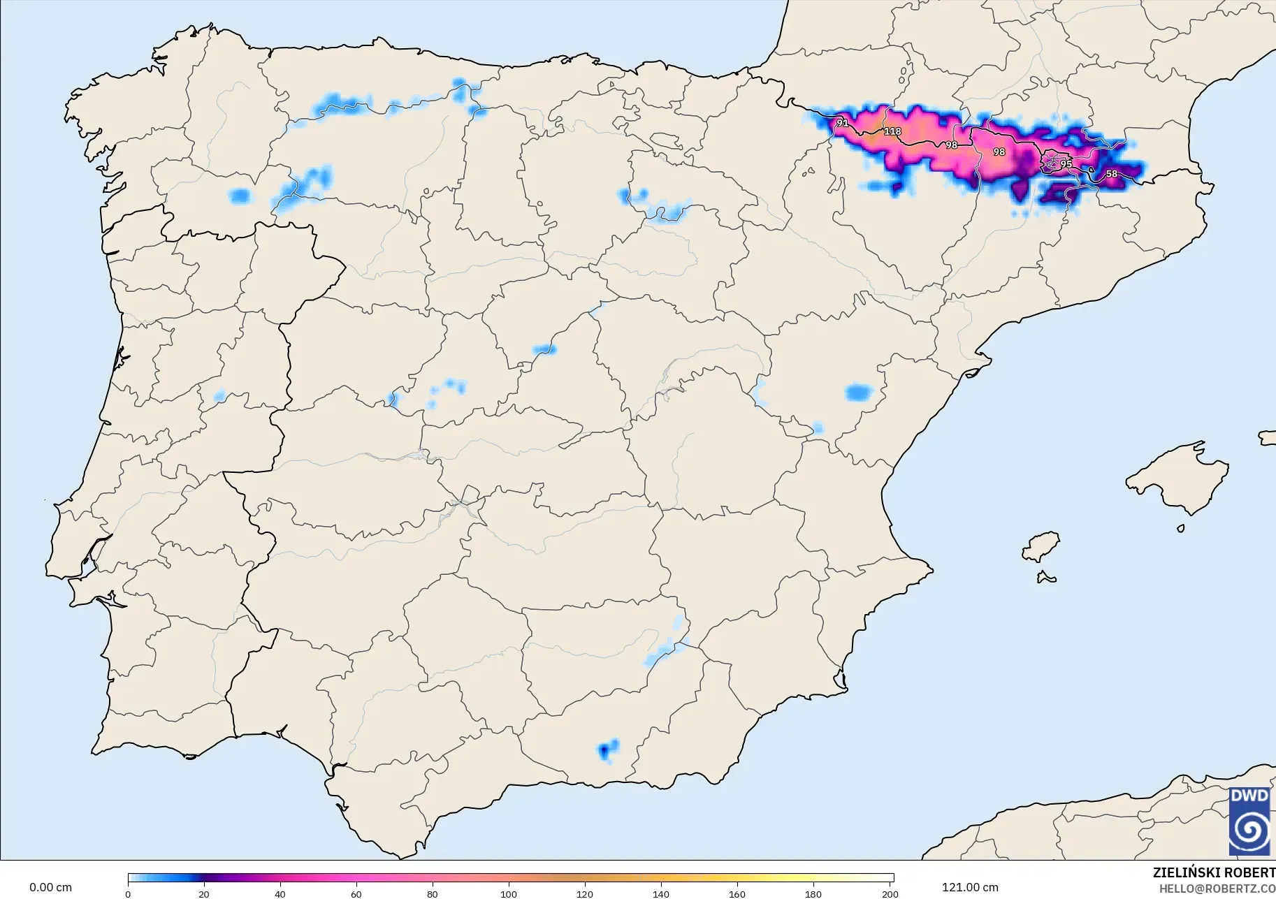 ICON model - Spain, Snow Depth