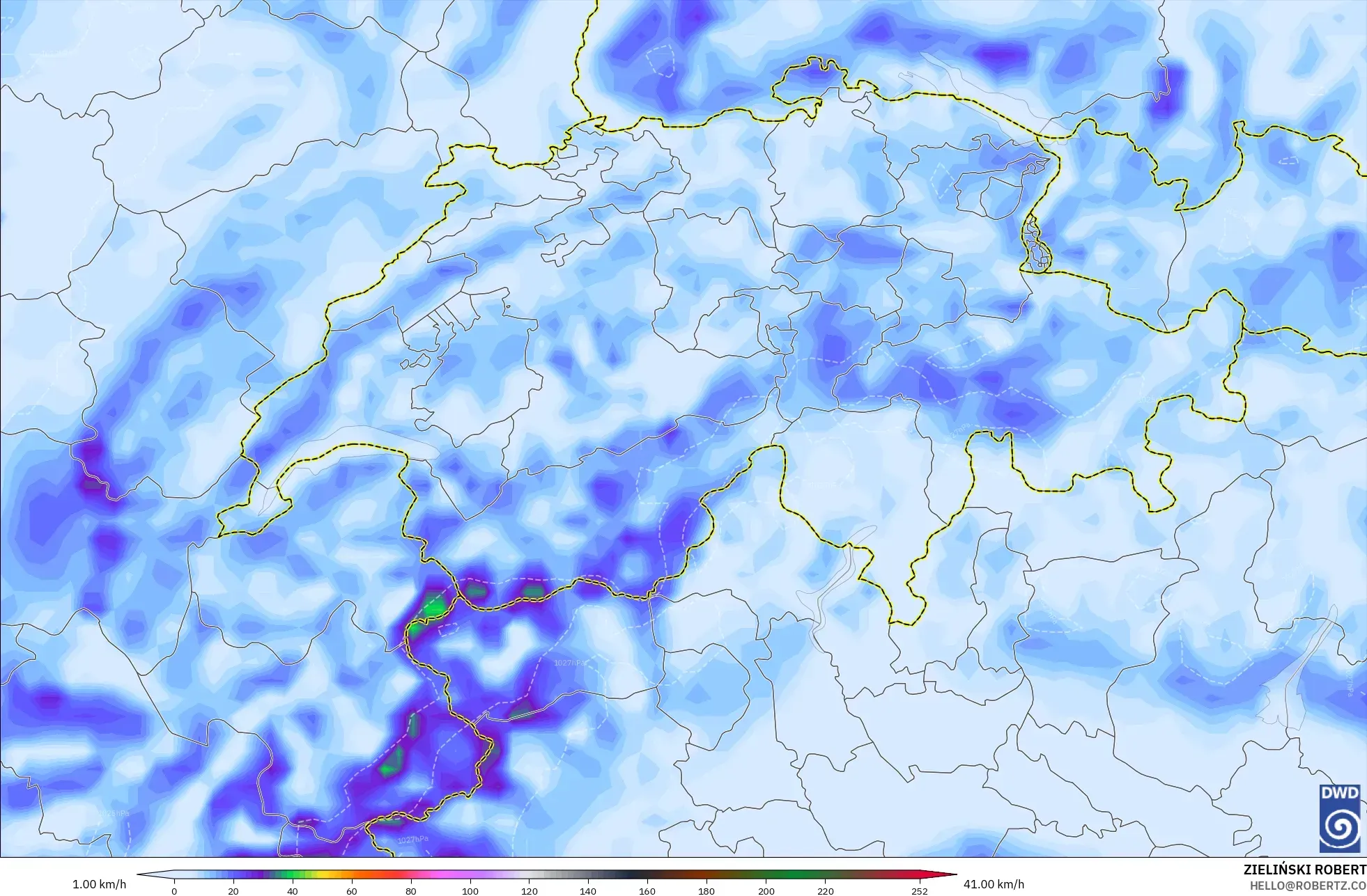 ICON model - Switzerland, Wind Gusts