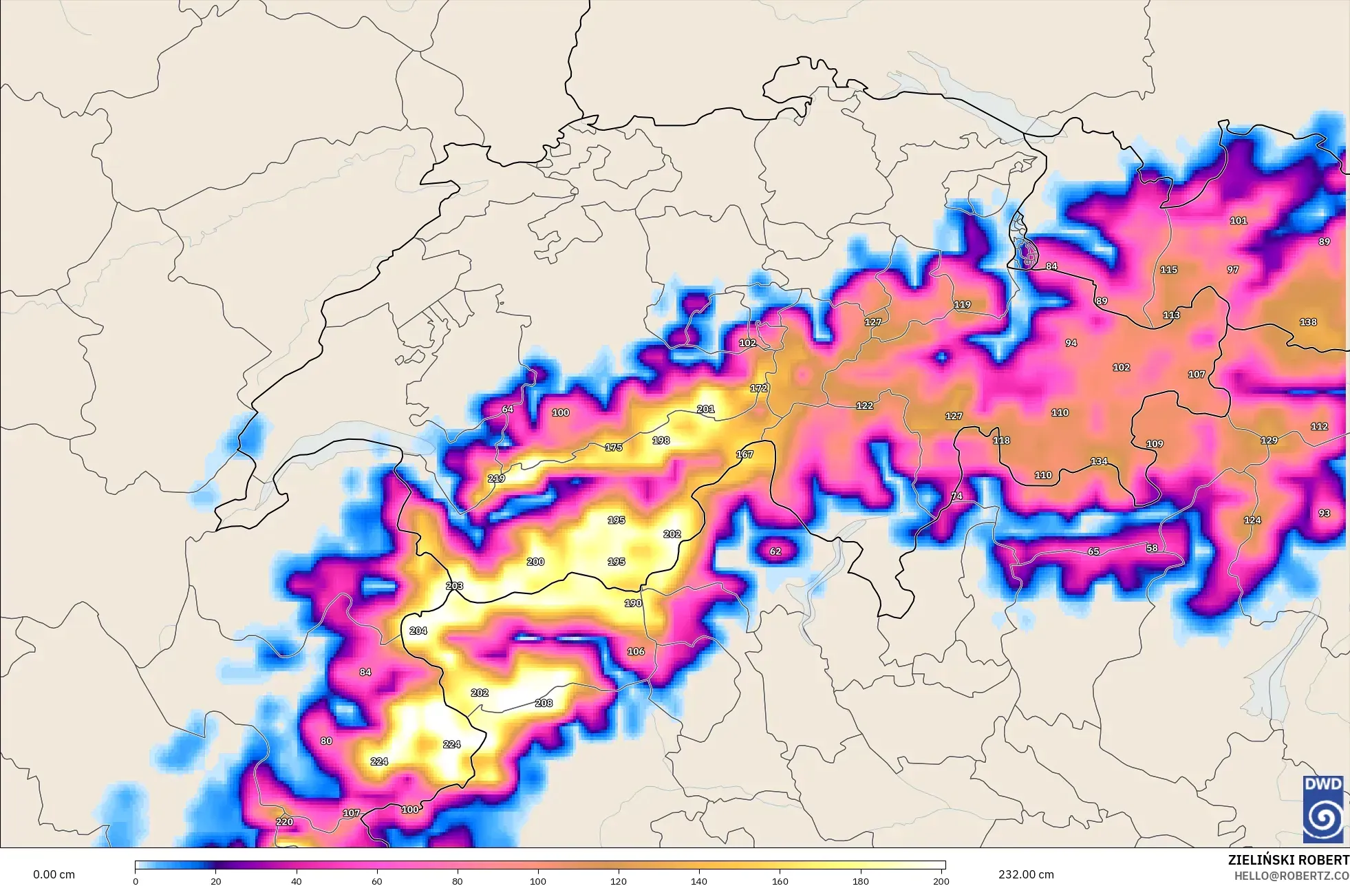 ICON model - Switzerland, Snow Depth