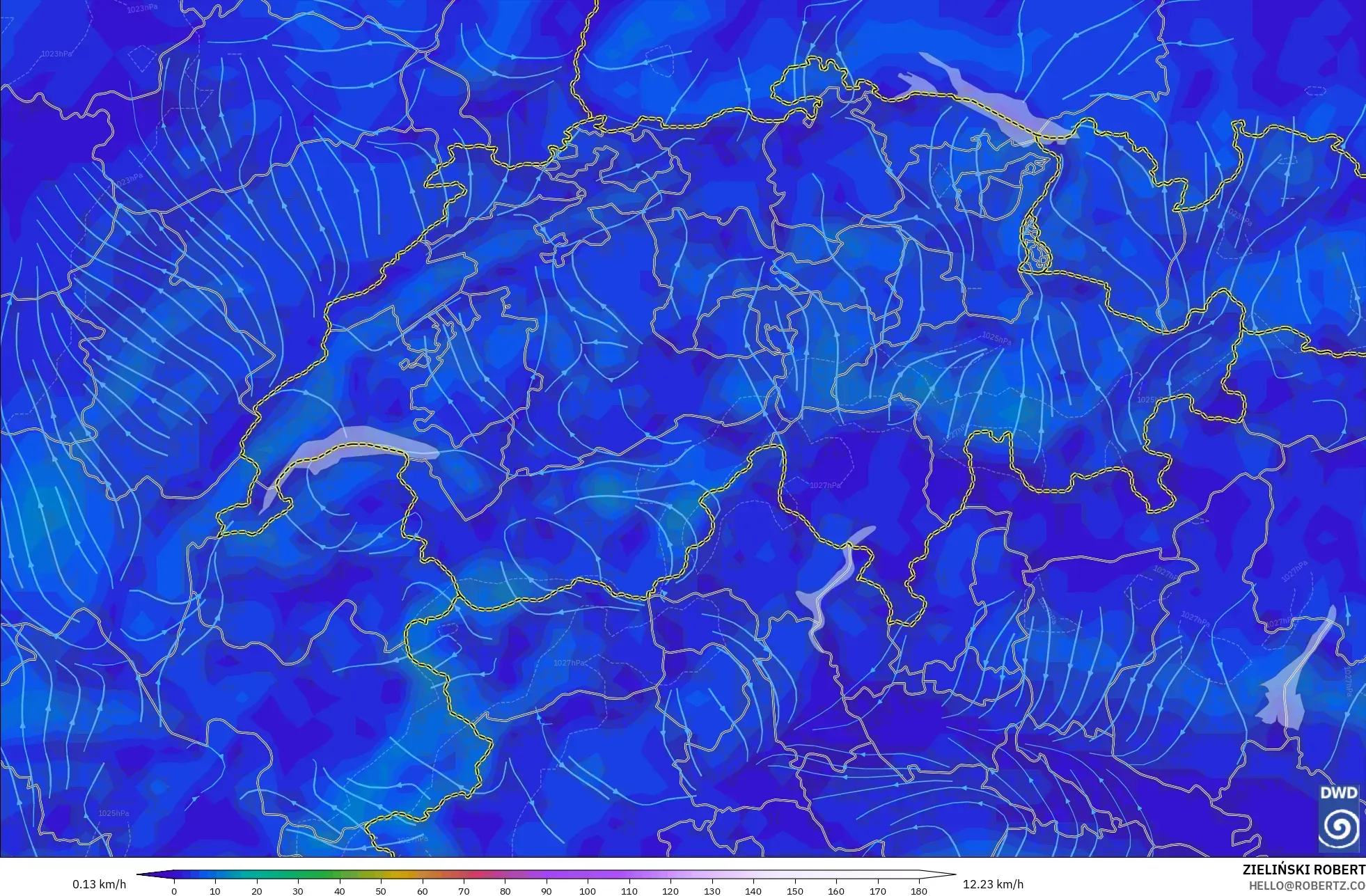 ICON model - Switzerland, Wind at 10m