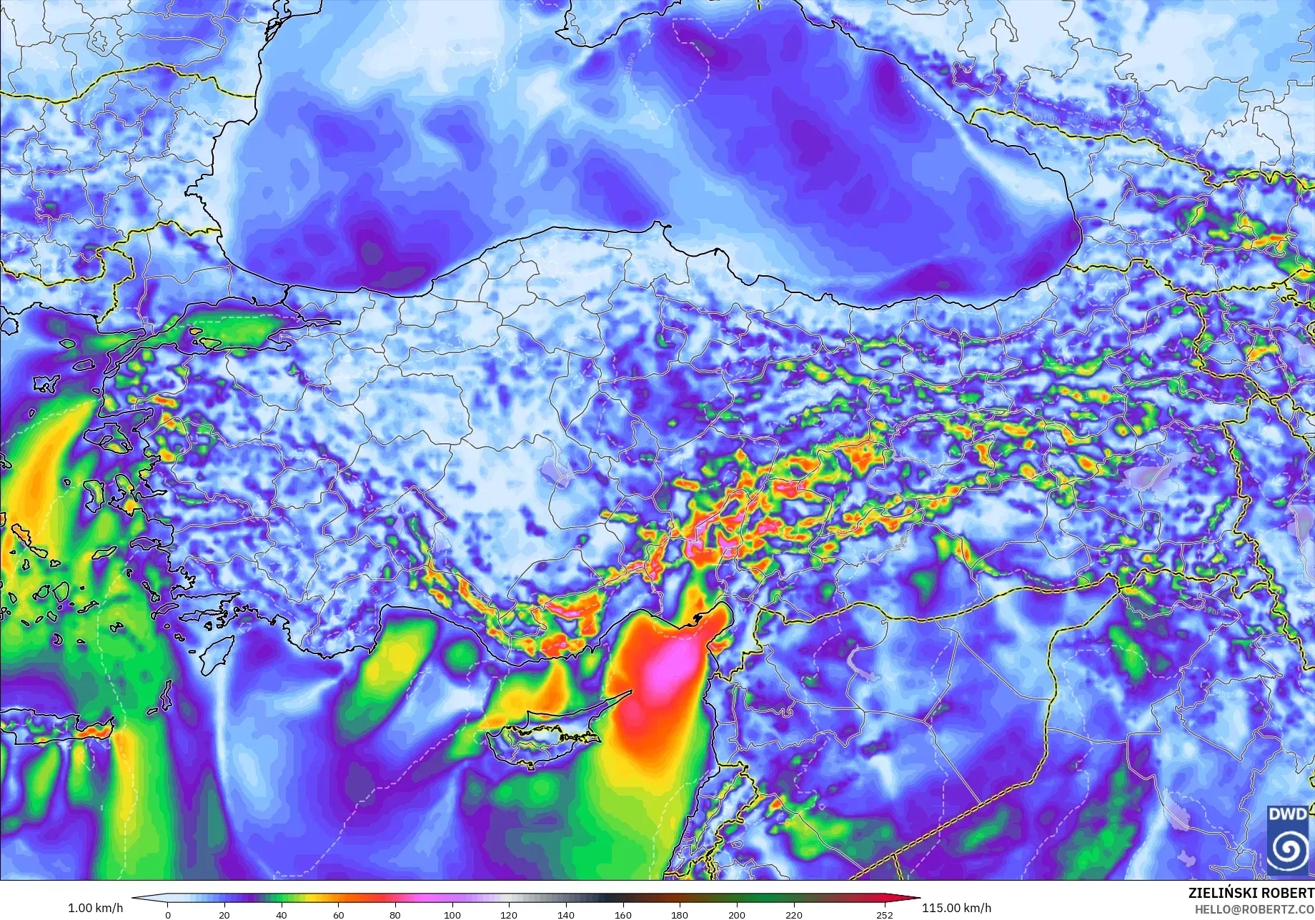 ICON model - Turkey, Wind Gusts