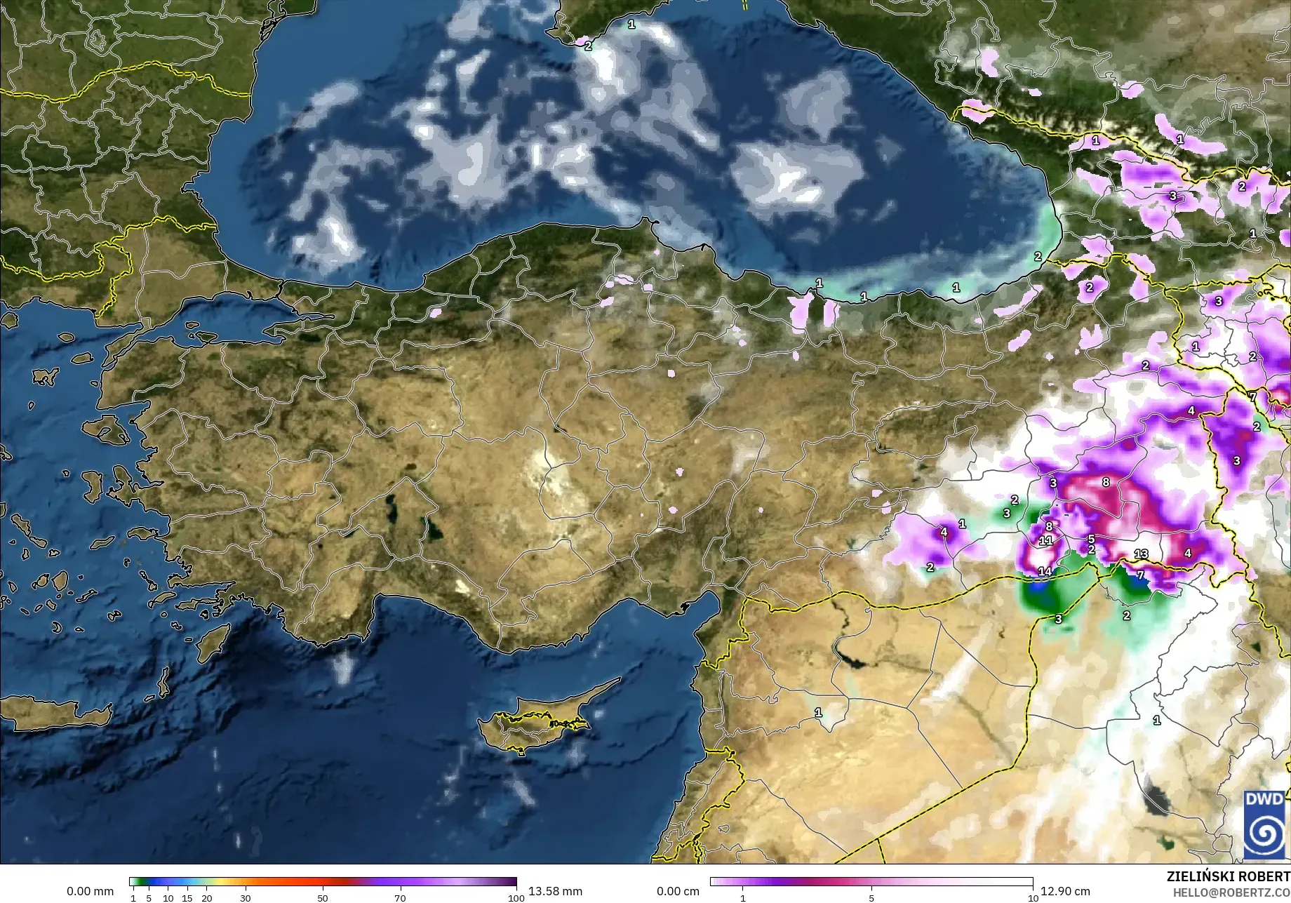 ICON model - Turkey, Precipitation, Clouds, and Pressure