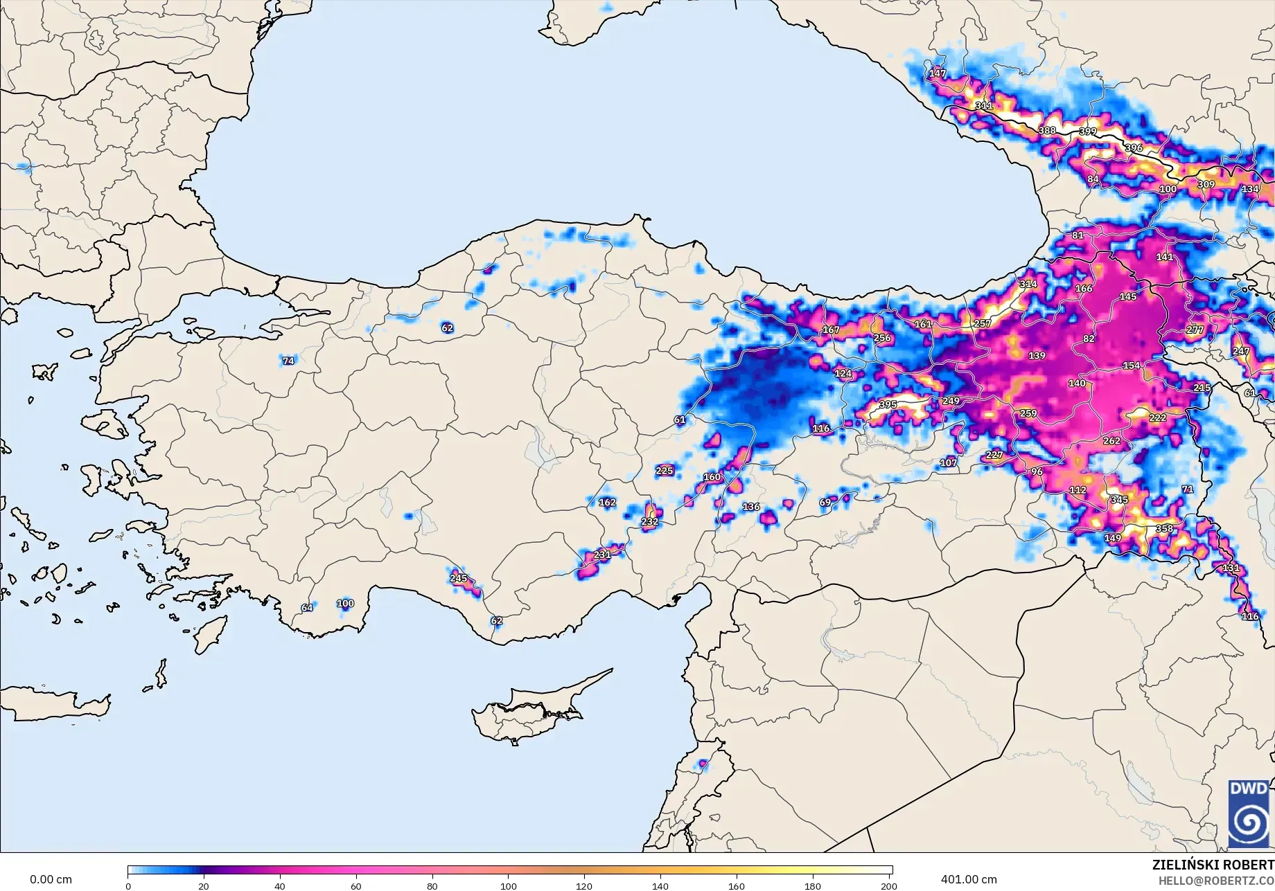 ICON model - Turkey, Snow Depth