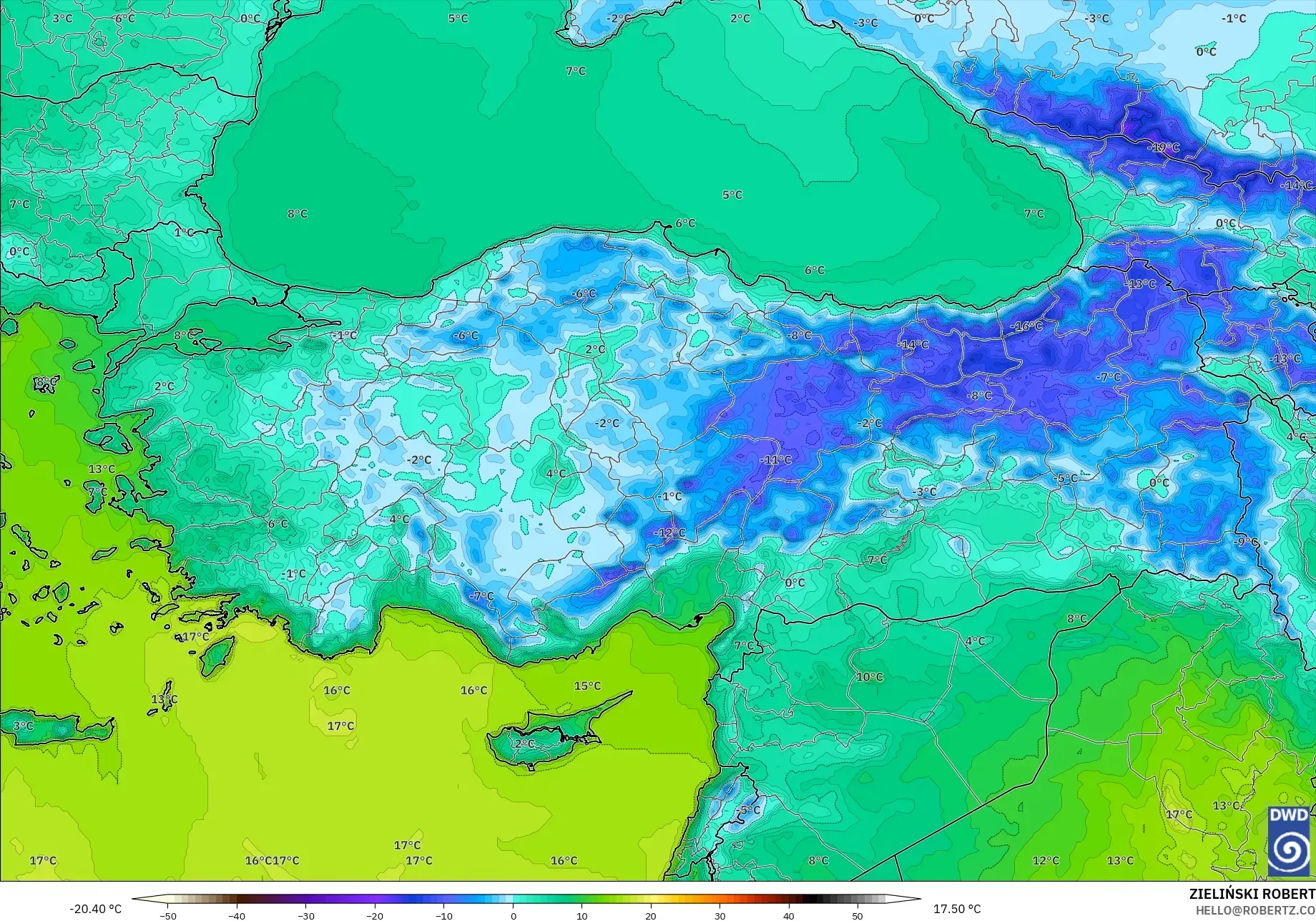 ICON model - Turkey, Temperature at 2m