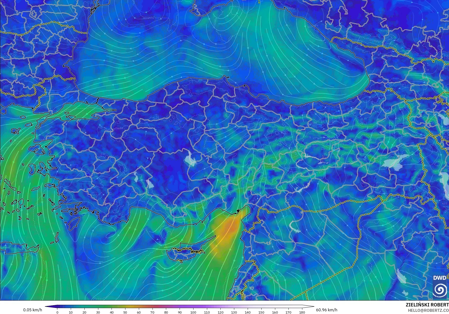 ICON model - Turkey, Wind at 10m