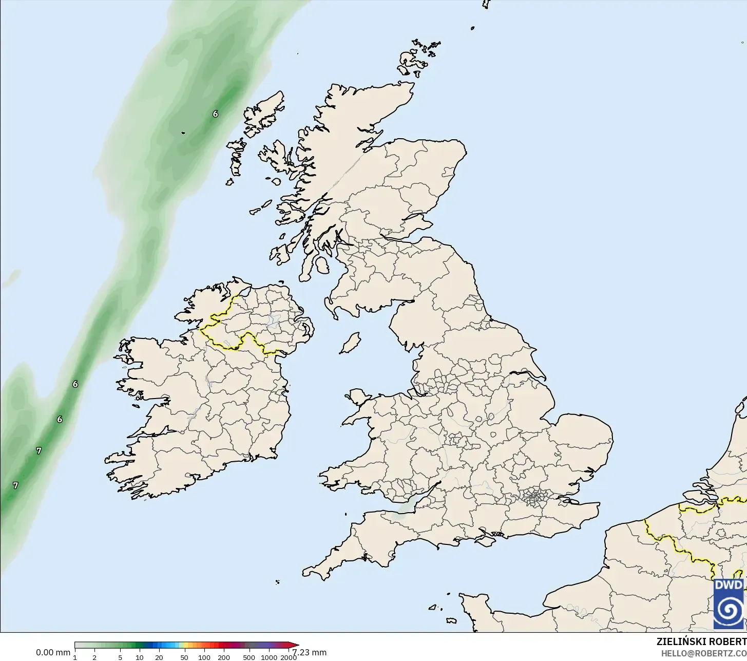 ICON model - United Kingdom, Precipitation Accumulation