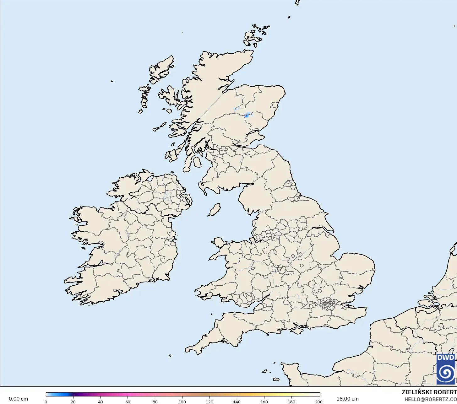 ICON model - United Kingdom, Snow Depth