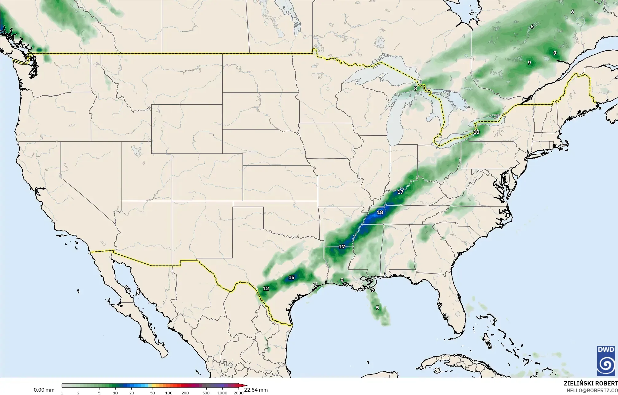 ICON model - United States, Precipitation Accumulation