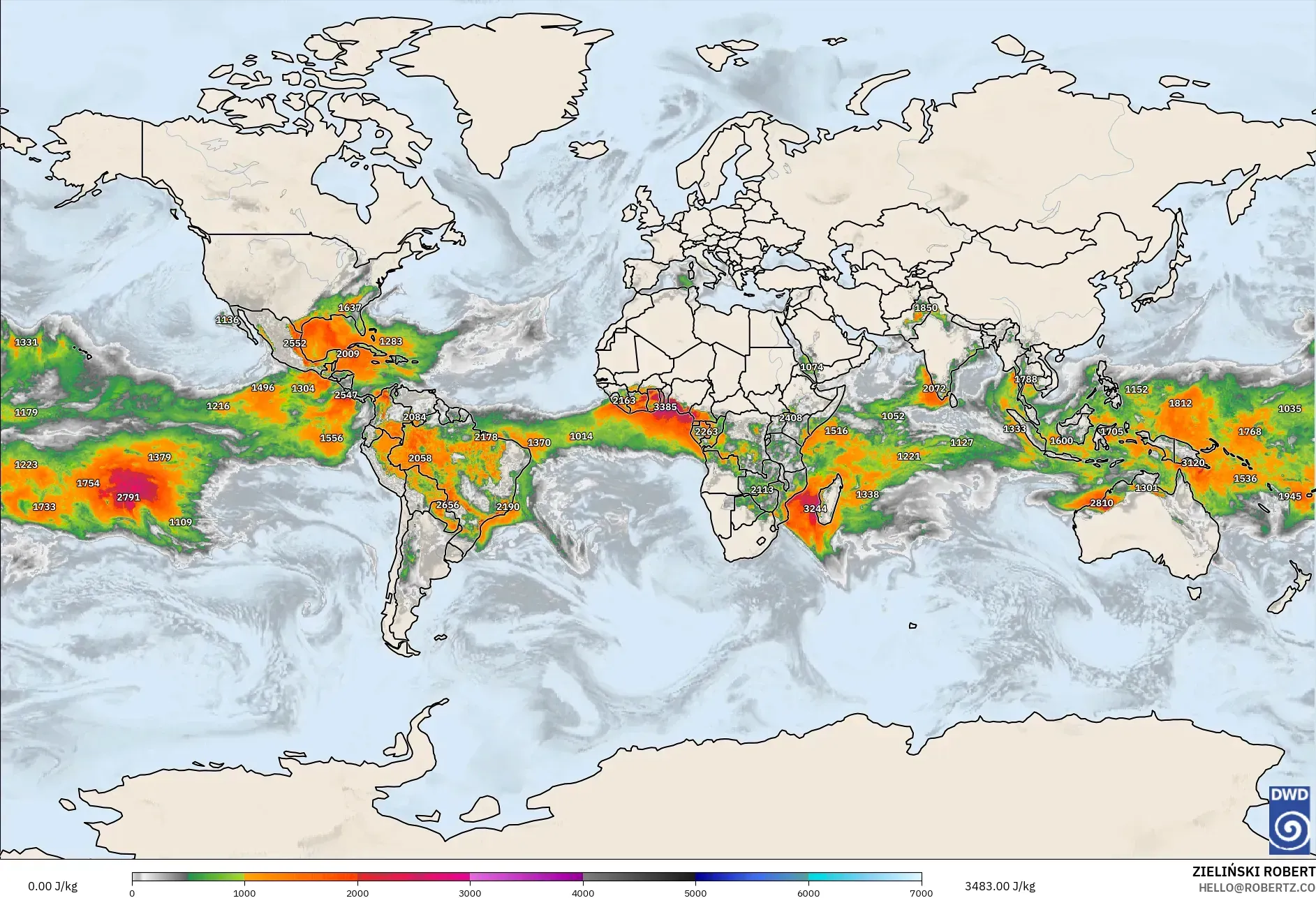 ICON model - World, CAPE