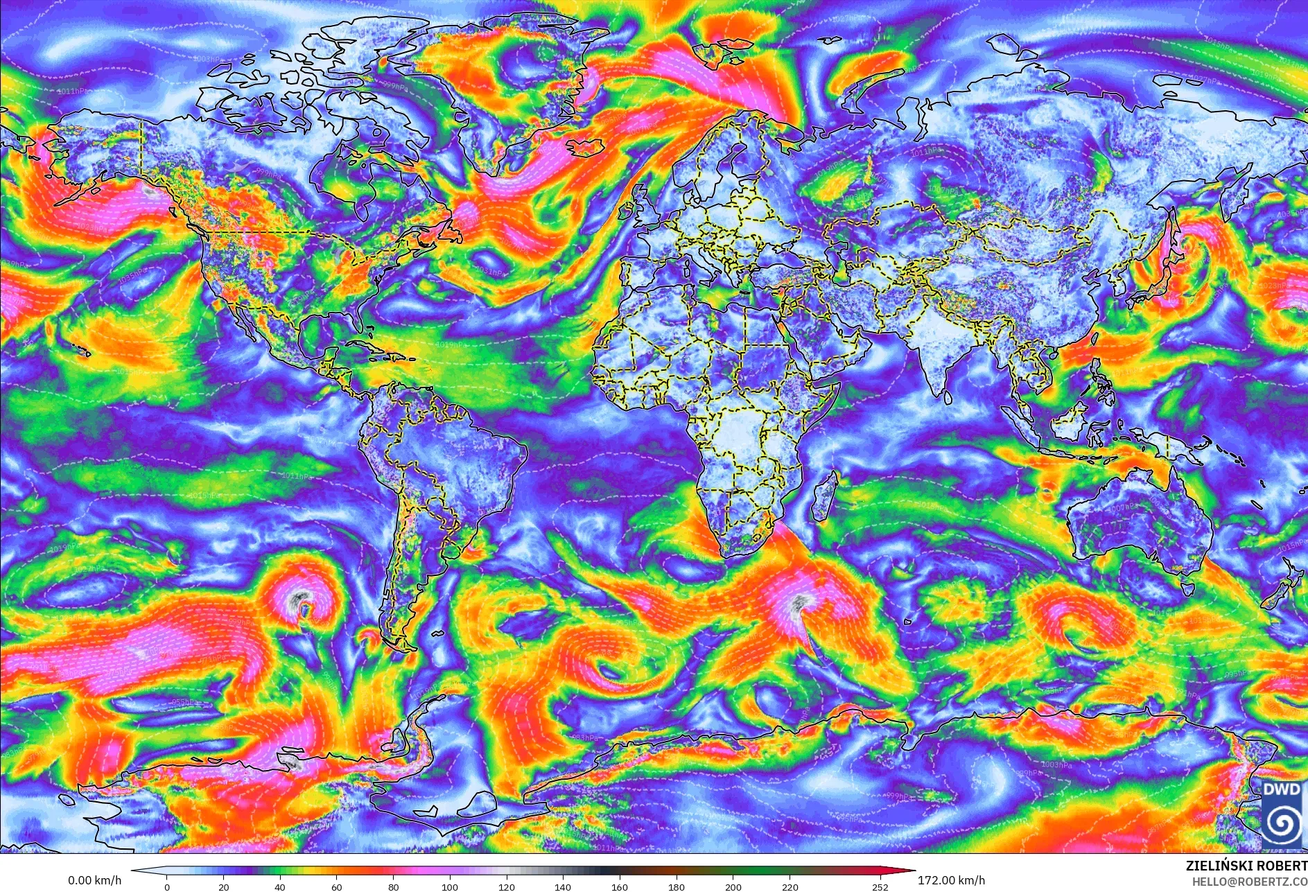 ICON model - World, Wind Gusts