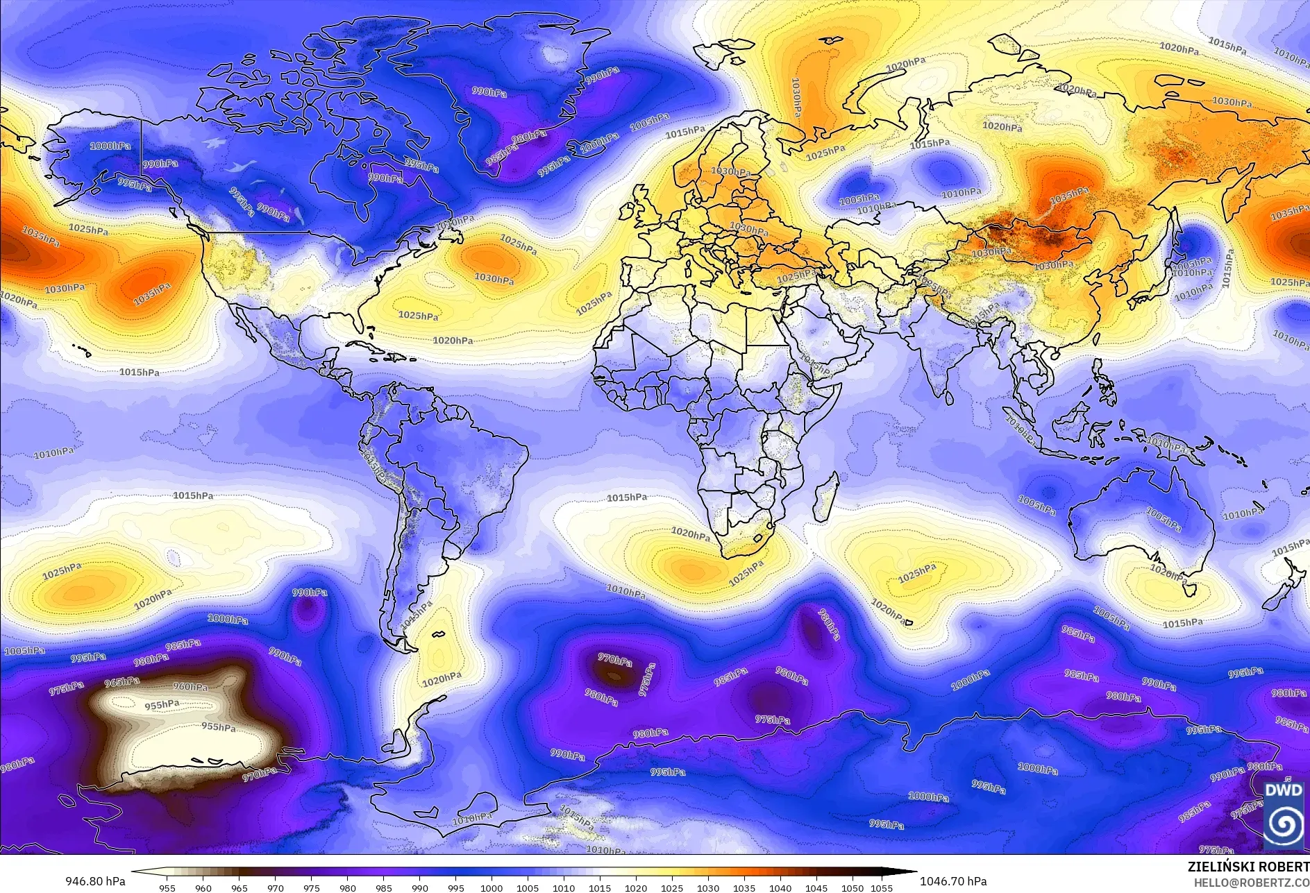 ICON model - World, Pressure