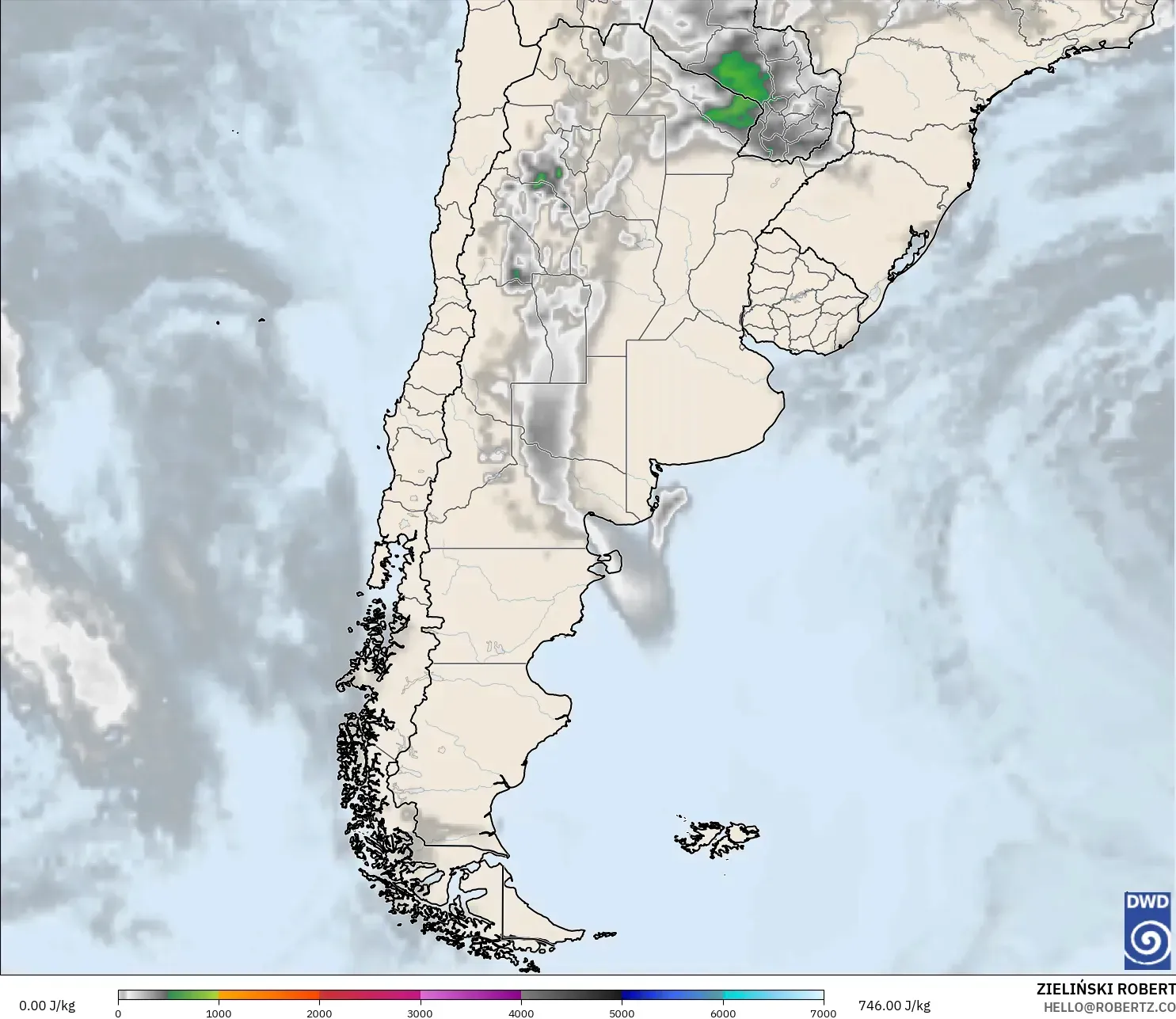 ICON model - Argentina, CAPE
