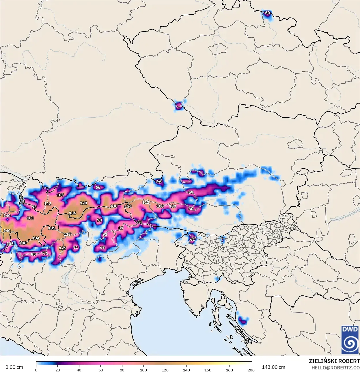 ICON model - Austria, Snow Depth