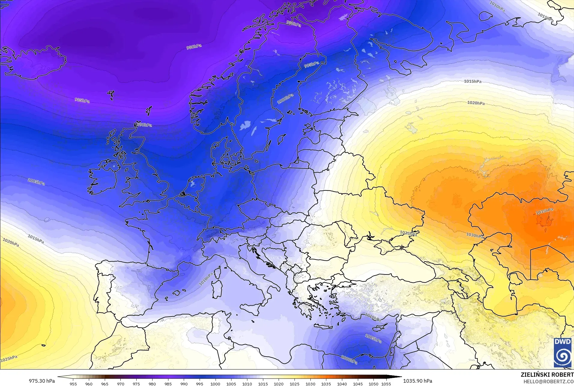 ICON model - Europe, Pressure