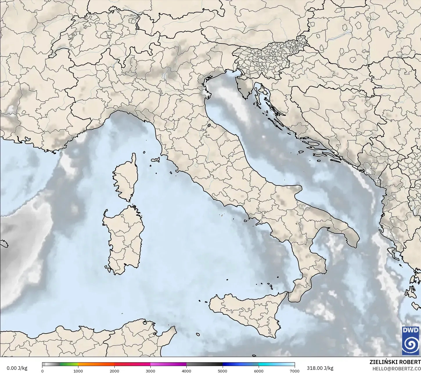 ICON model - Italy, CAPE