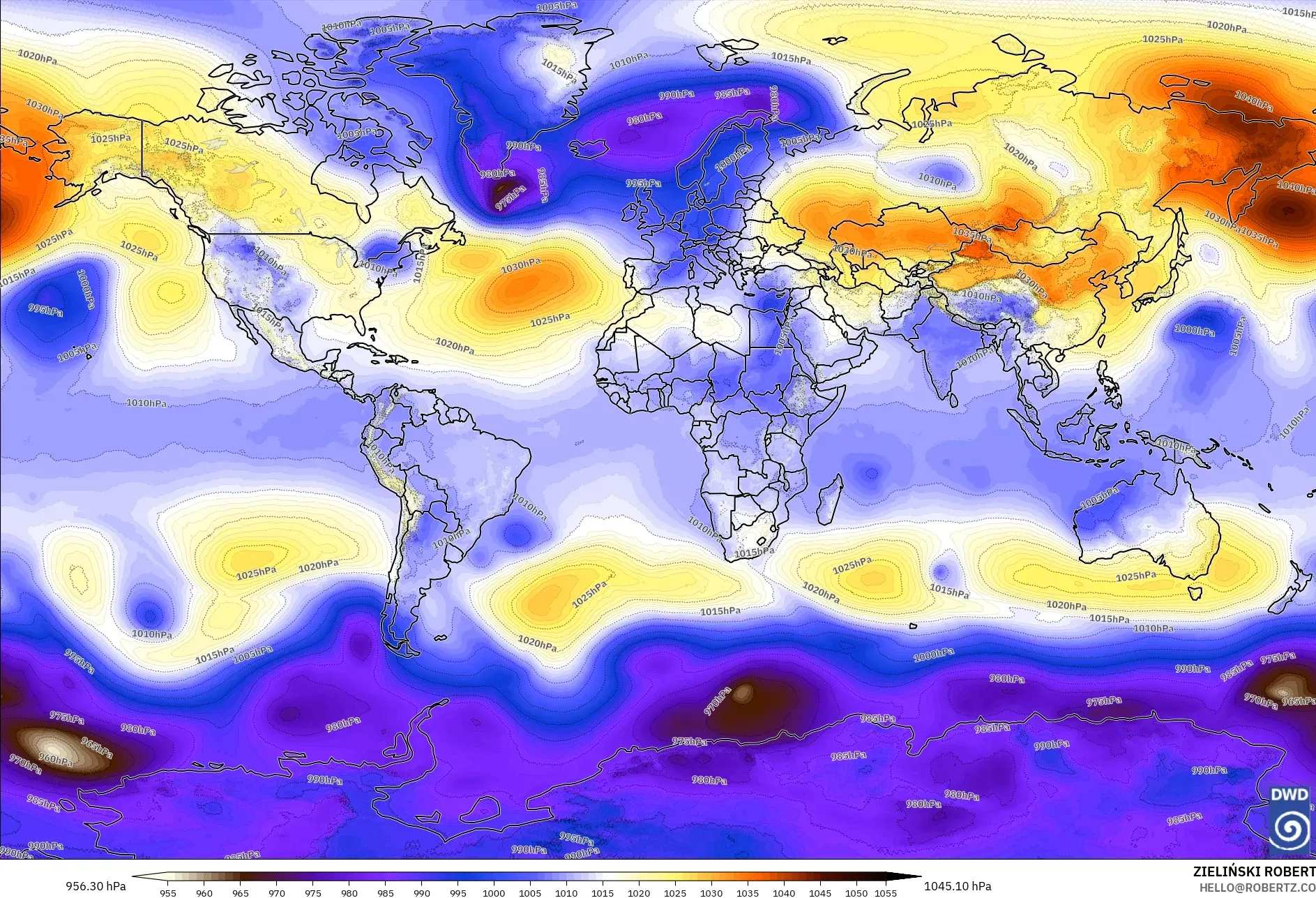 ICON model - World, Pressure