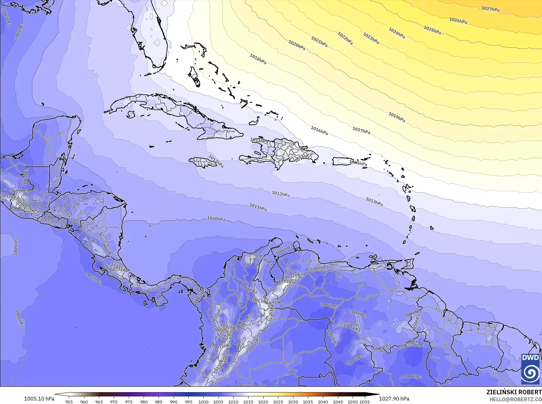 ICON model - Caribbean, Pressure