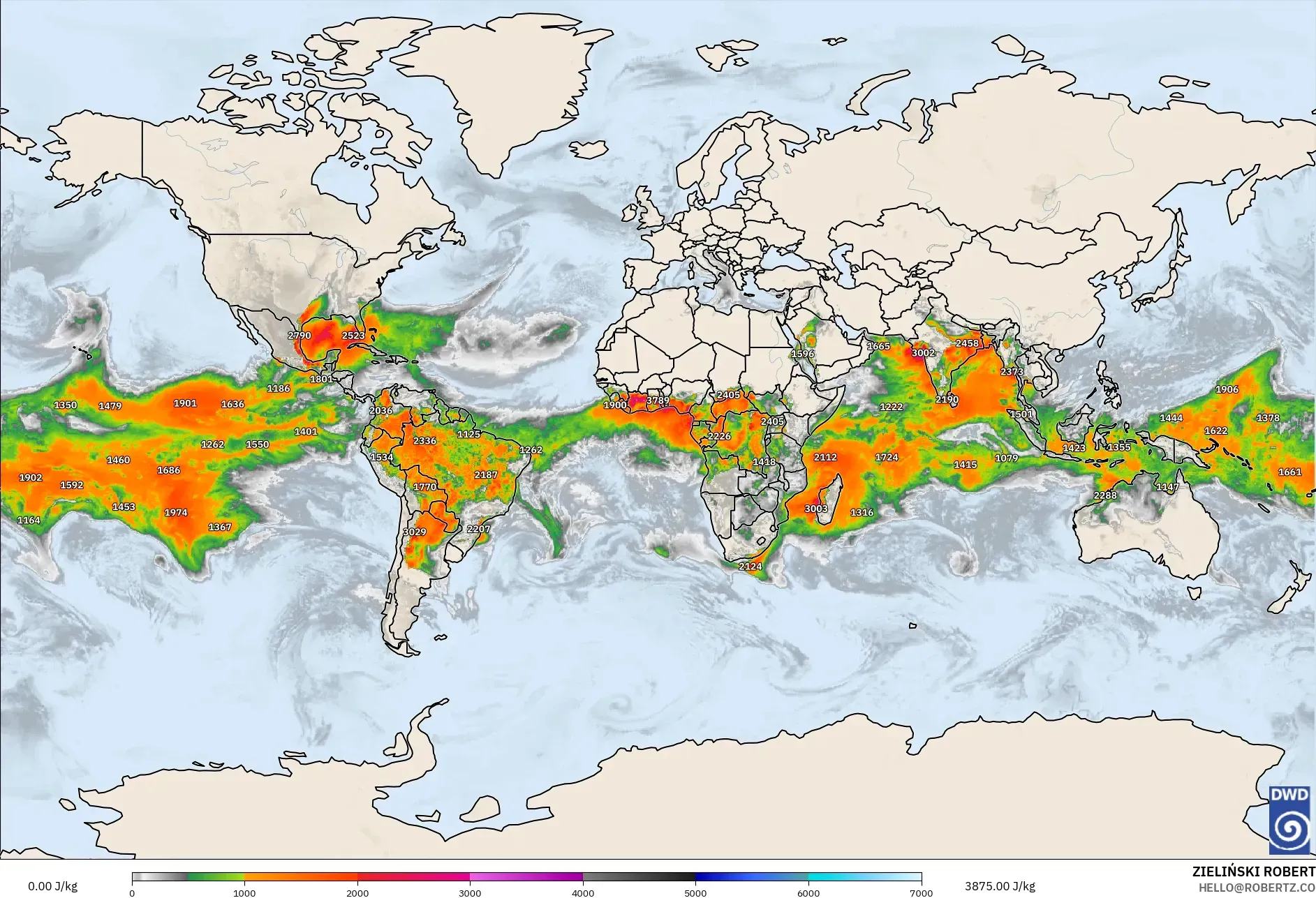 ICON model - World, CAPE