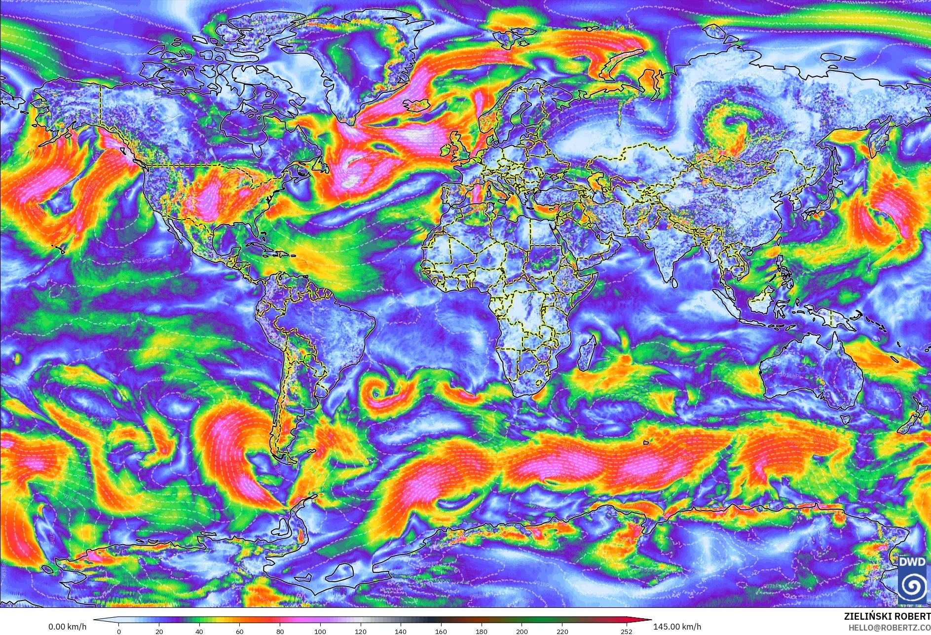 ICON model - World, Wind Gusts