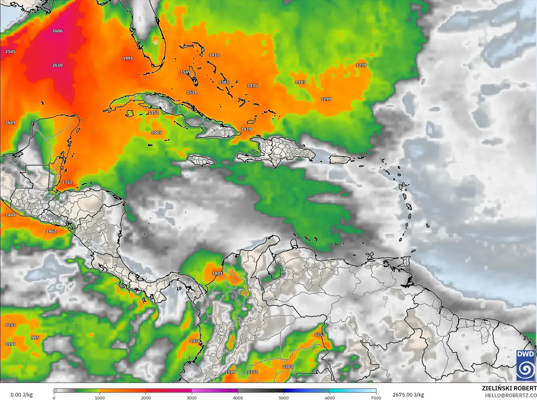 ICON model - Caribbean, CAPE