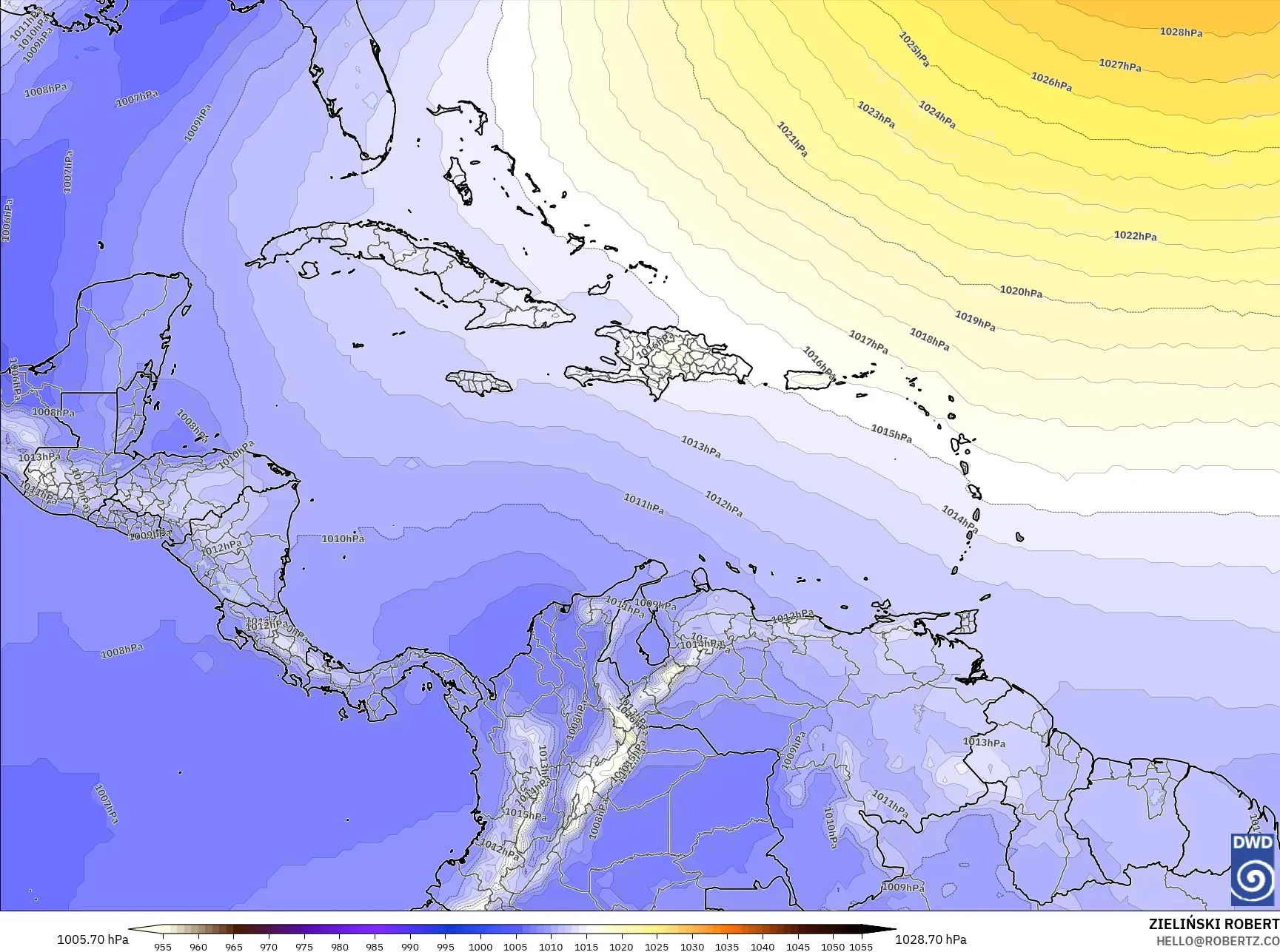 ICON model - Caribbean, Pressure