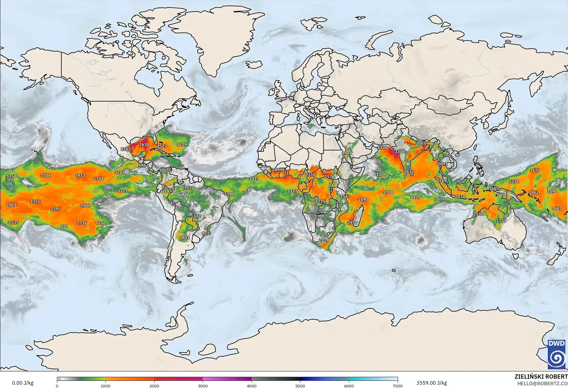 ICON model - World, CAPE