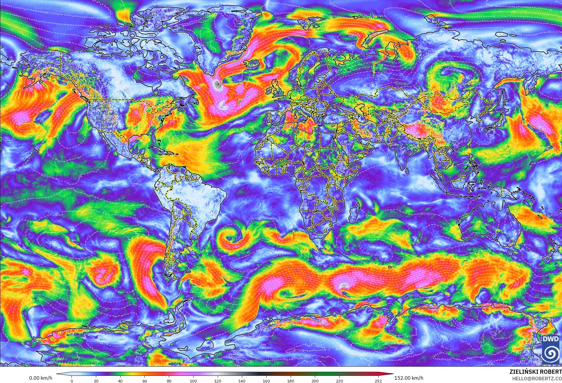 ICON model - World, Wind Gusts