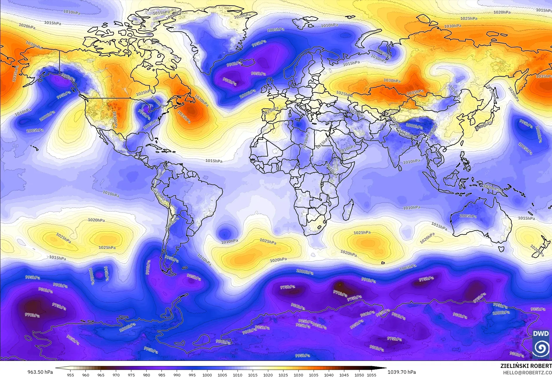 ICON model - World, Pressure